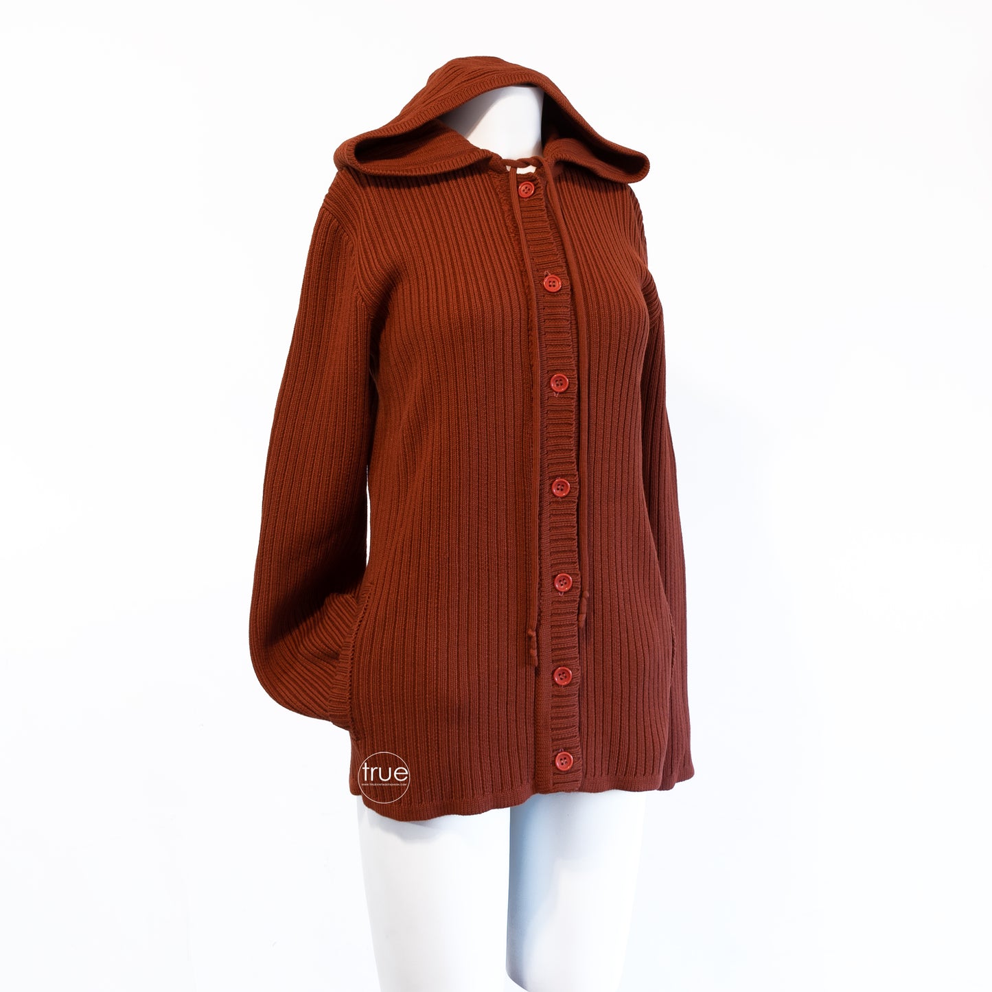 vintage 1960's sweater ...staple designer SAINT LAURENT rive gauche hooded ribbed cardigan sweater
