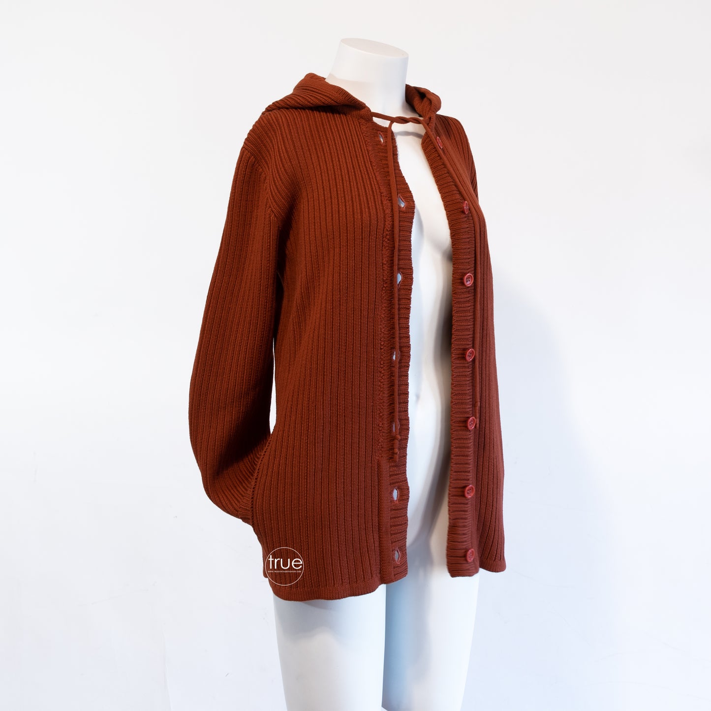 vintage 1960's sweater ...staple designer SAINT LAURENT rive gauche hooded ribbed cardigan sweater