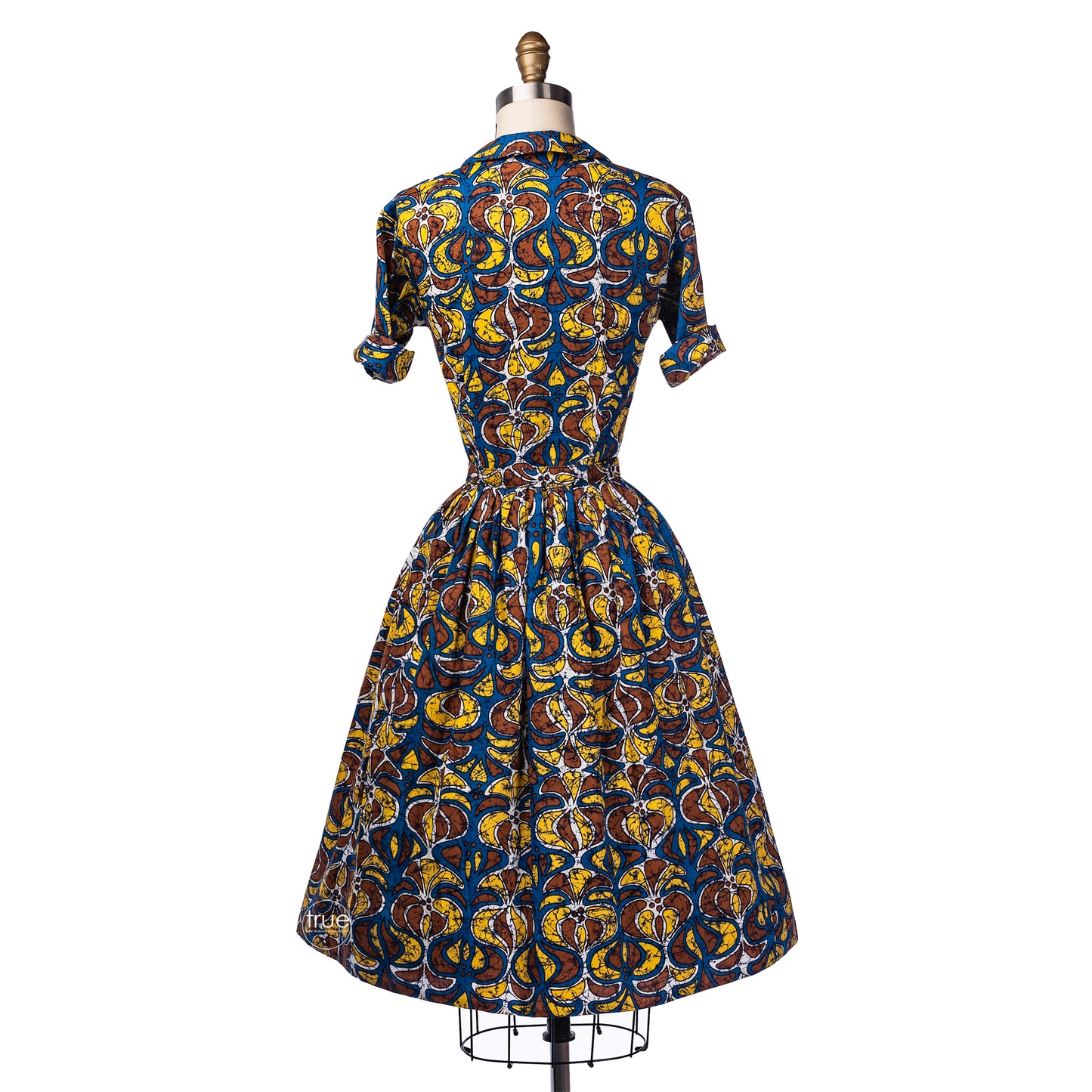 vintage 1960’s dress ...deadstock hawaiian tiki M. Lowenstein mid-century tapa print shirtwaist dress