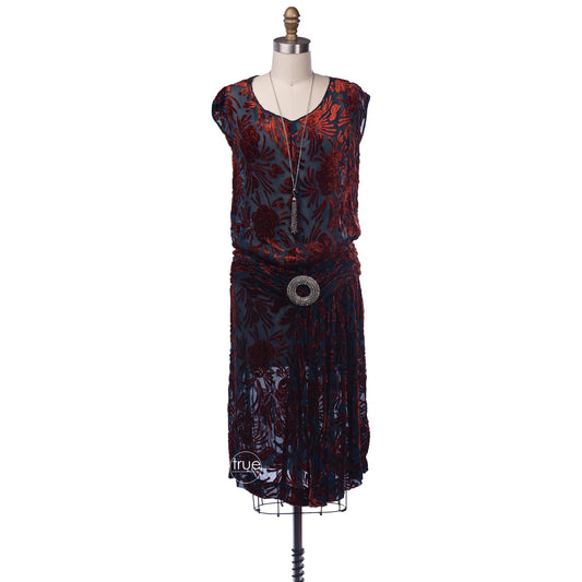 1920's devore velvet dress