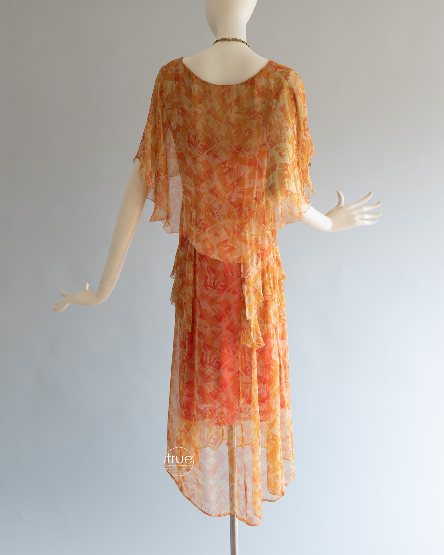vintage 1920's dress ...fabulous semi-sheer deco print dress