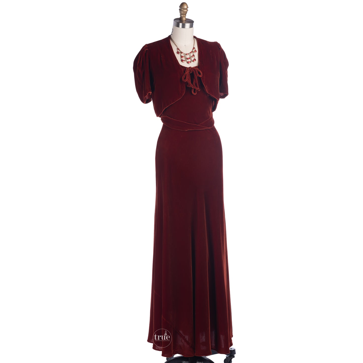 1930's velvet maxi dress