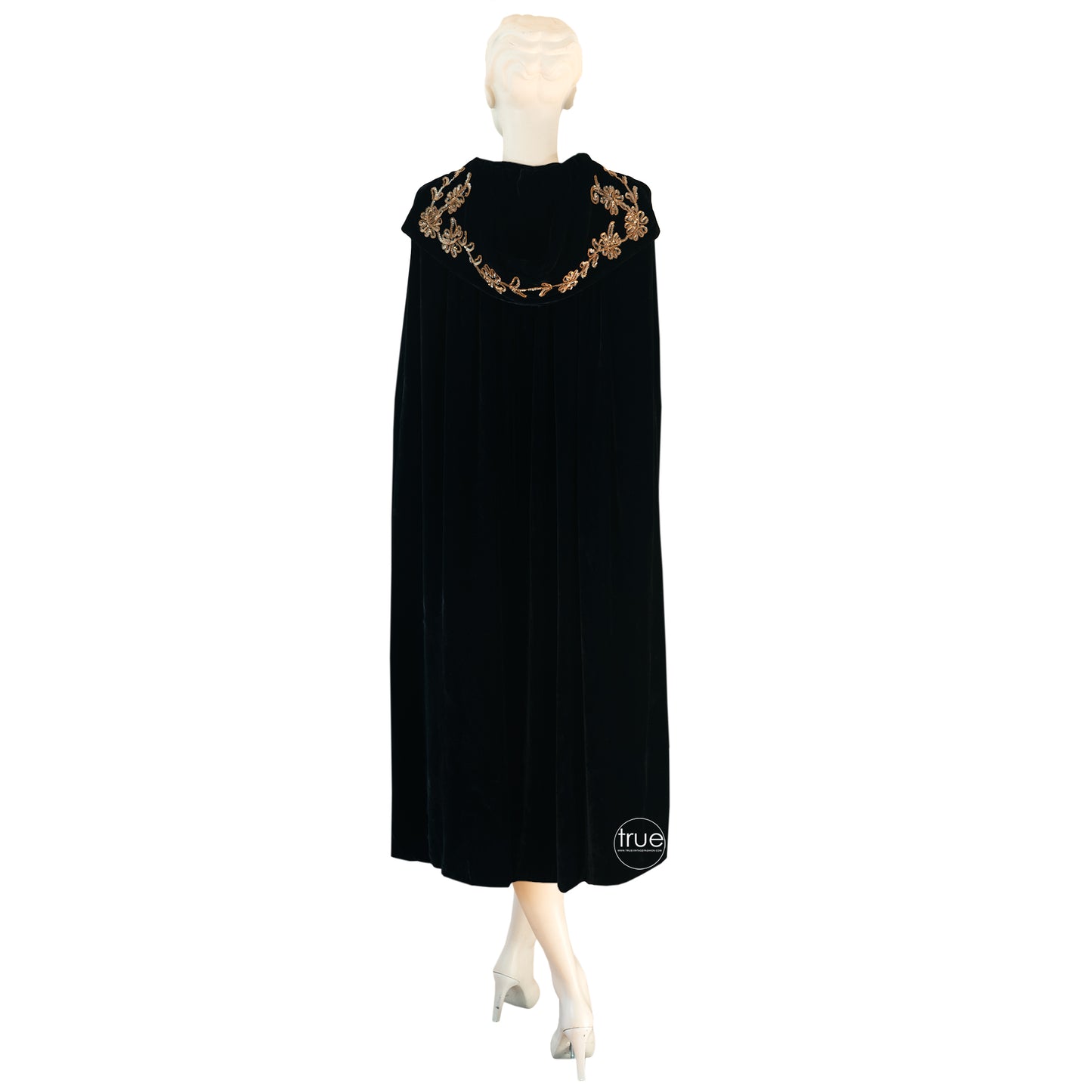 vintage 1930's cape ...decadent black velvet hooded opera cape