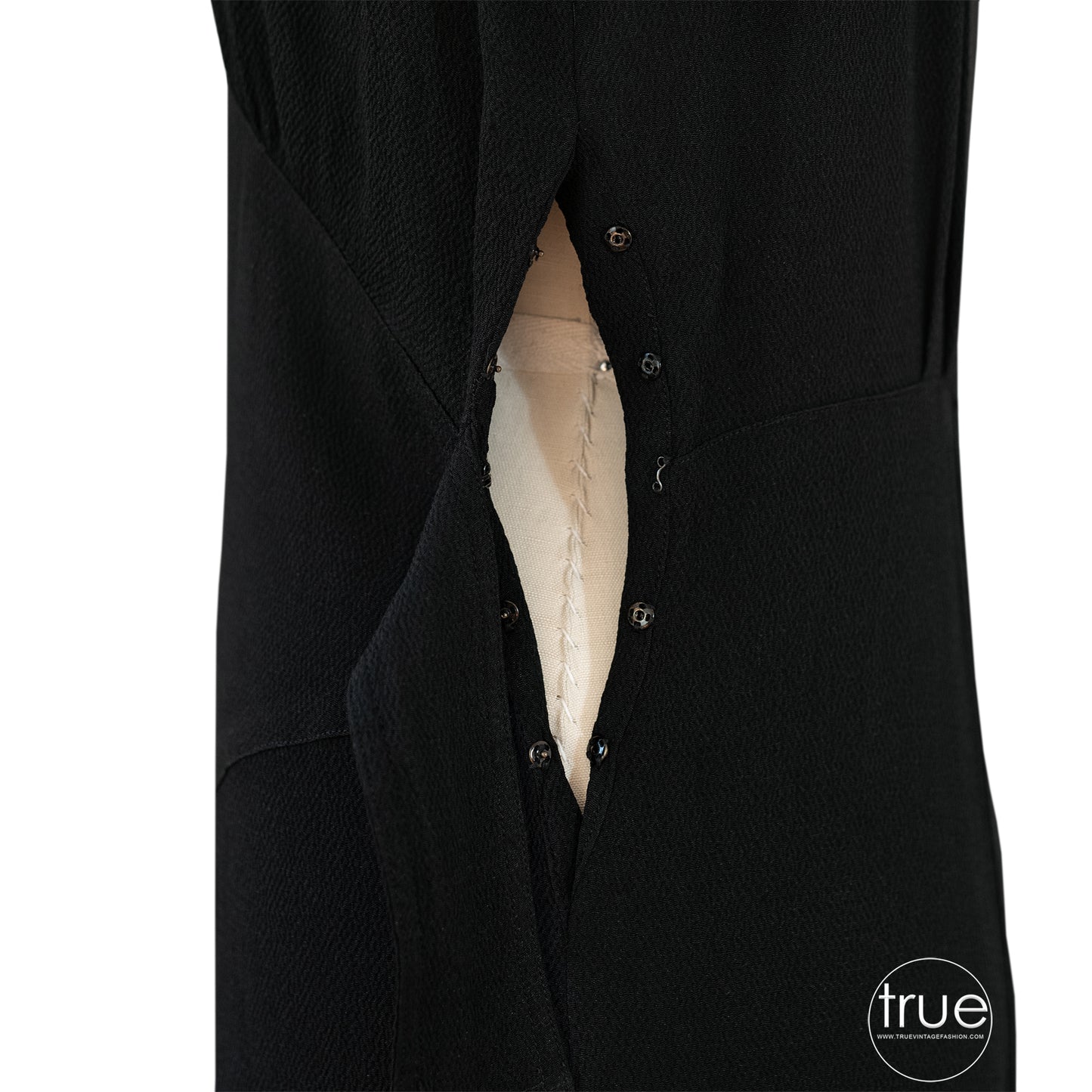 vintage 1930's dress ...designer Paul Sergeñt black crepe dress w/ flared sleeves