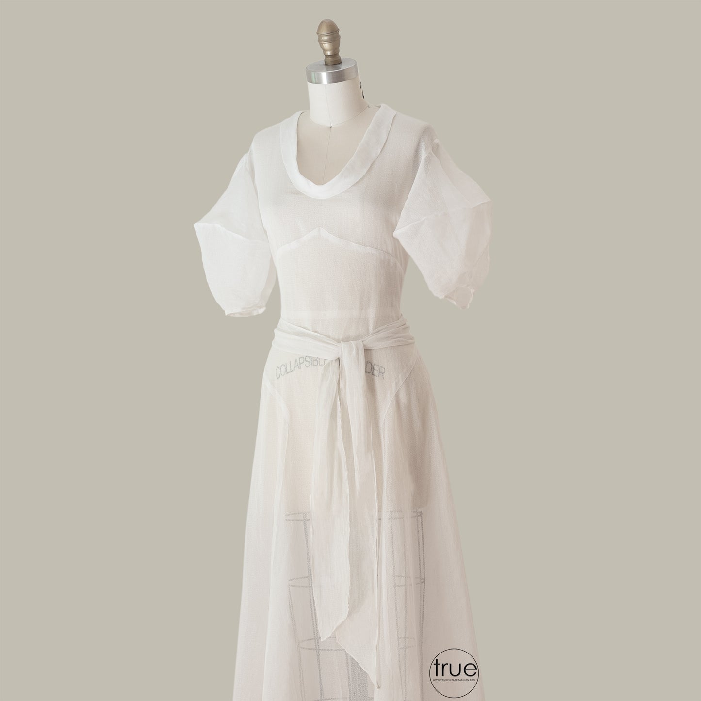 vintage 1930's white organza midi dress