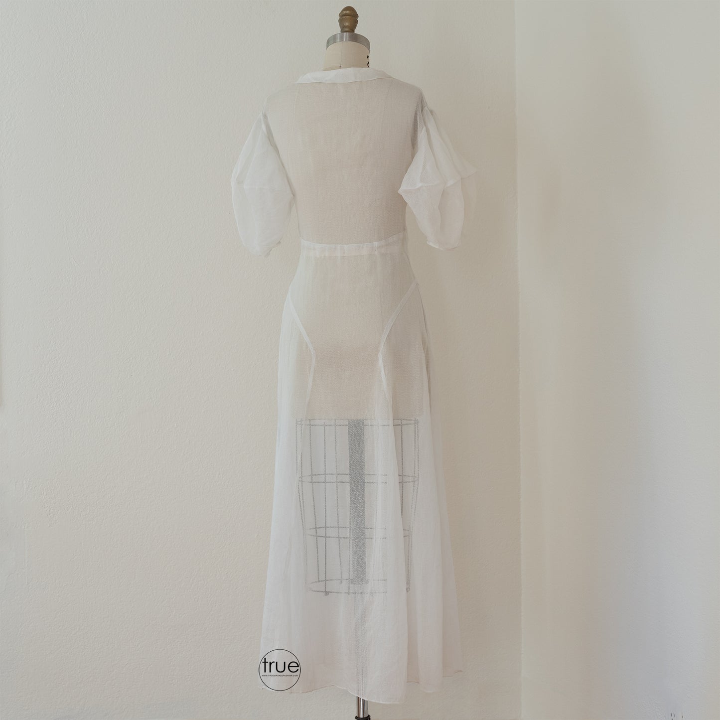 vintage 1930's white organza midi dress