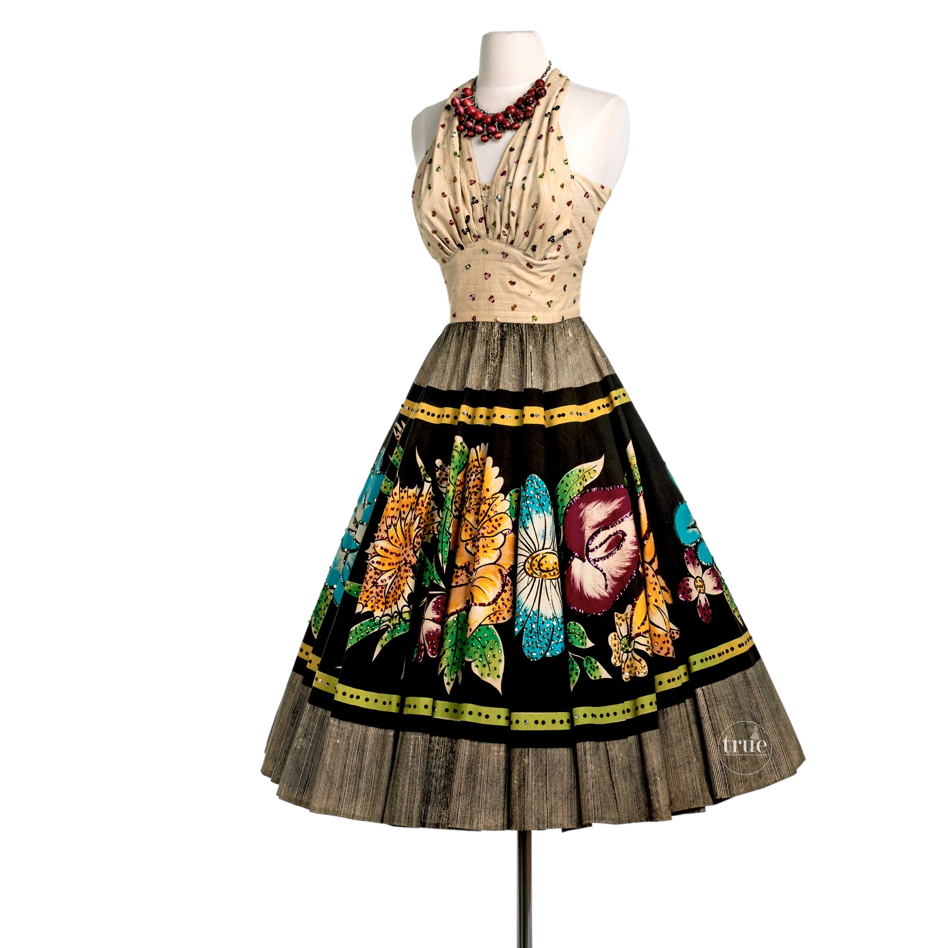 1940's MEXICAN hand-painted halter dress Traven7's True Vintage Fashion 1940's MEXICAN hand-painted halter dress Traven7's True Vintage Fashion