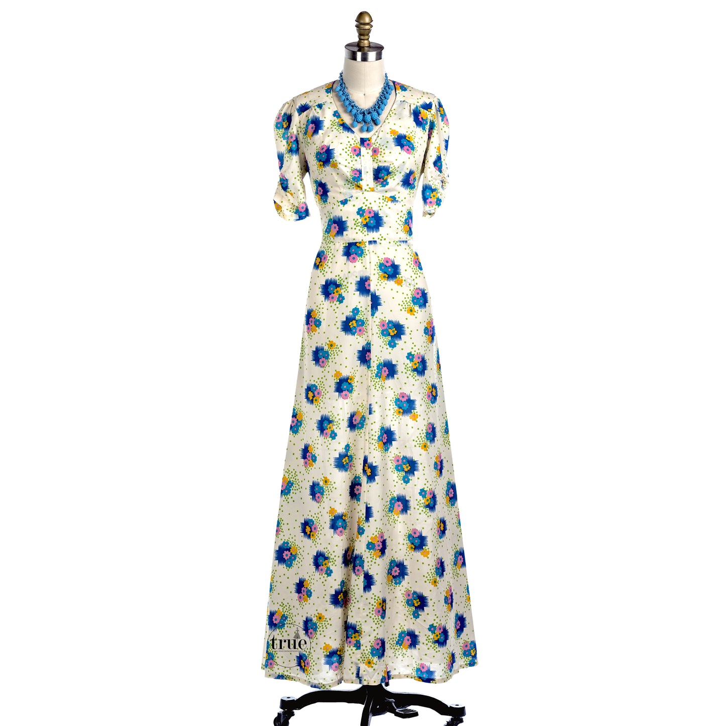1940's floral novelty print maxi dress