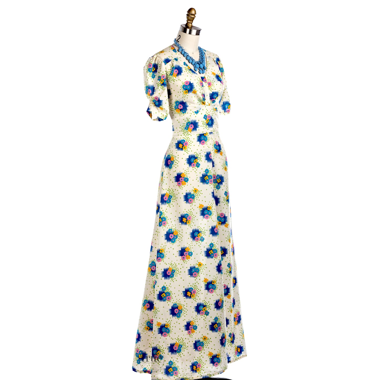 1940's floral novelty print maxi dress