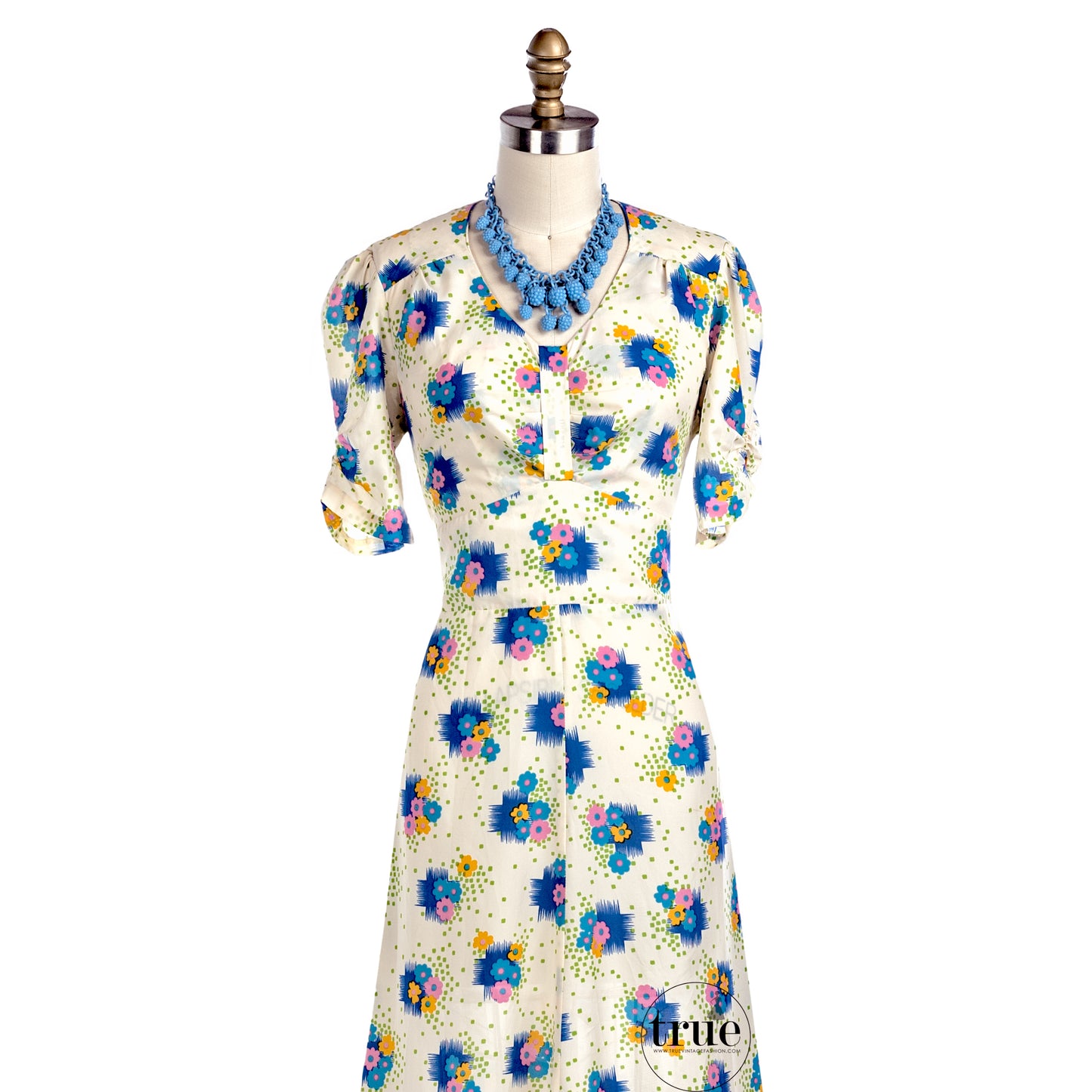 1940's floral novelty print maxi dress