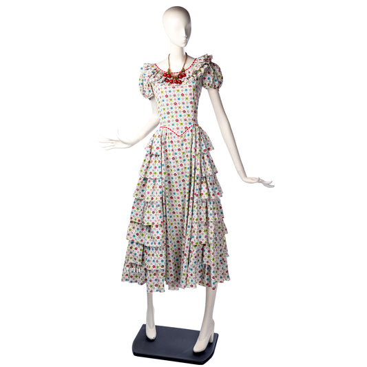 vintage 1940's dress ...best centennial cotton calico tiered midi dress