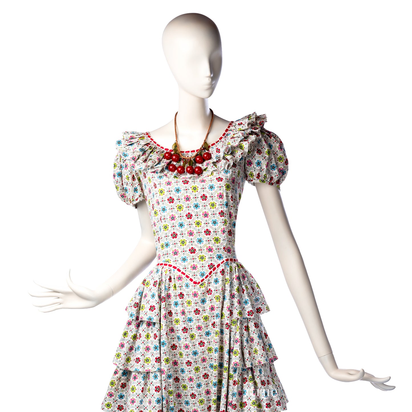 vintage 1940's dress ...best centennial cotton calico tiered midi dress