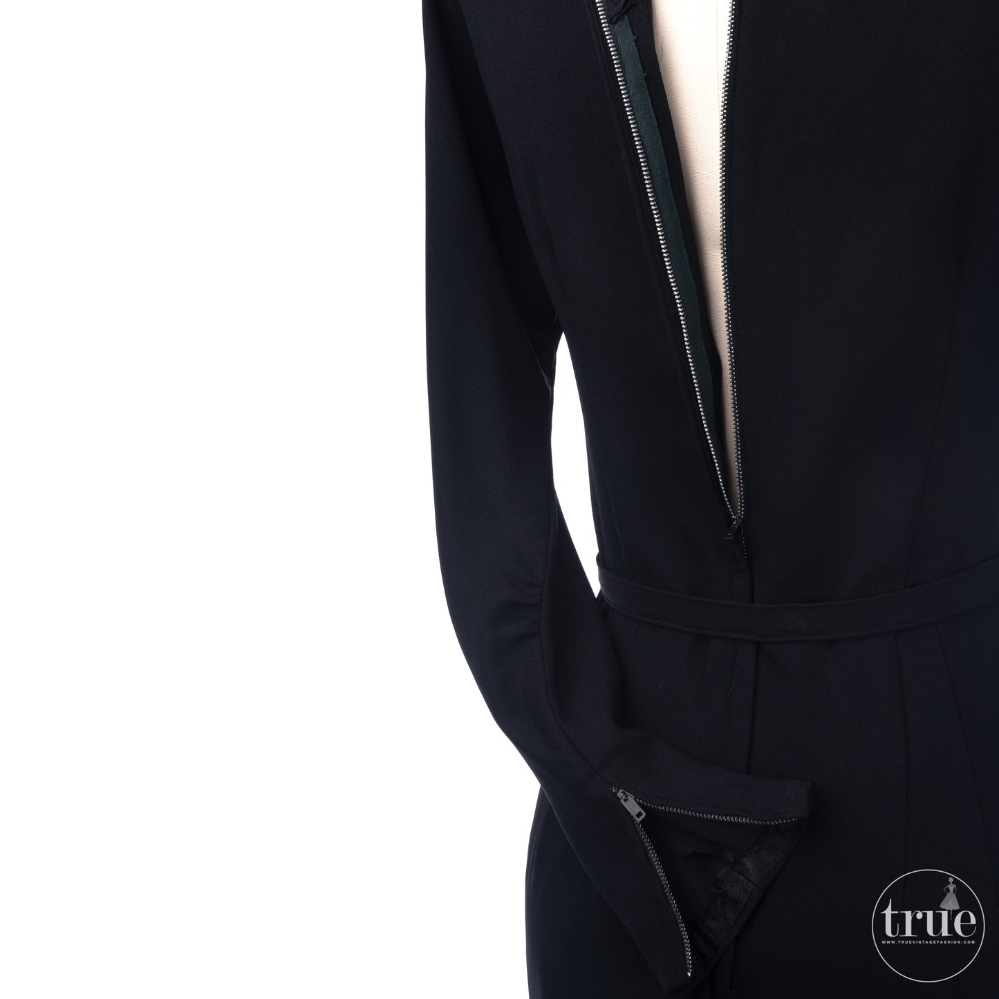 reserved 1950's black crepe deco draped wiggle dress