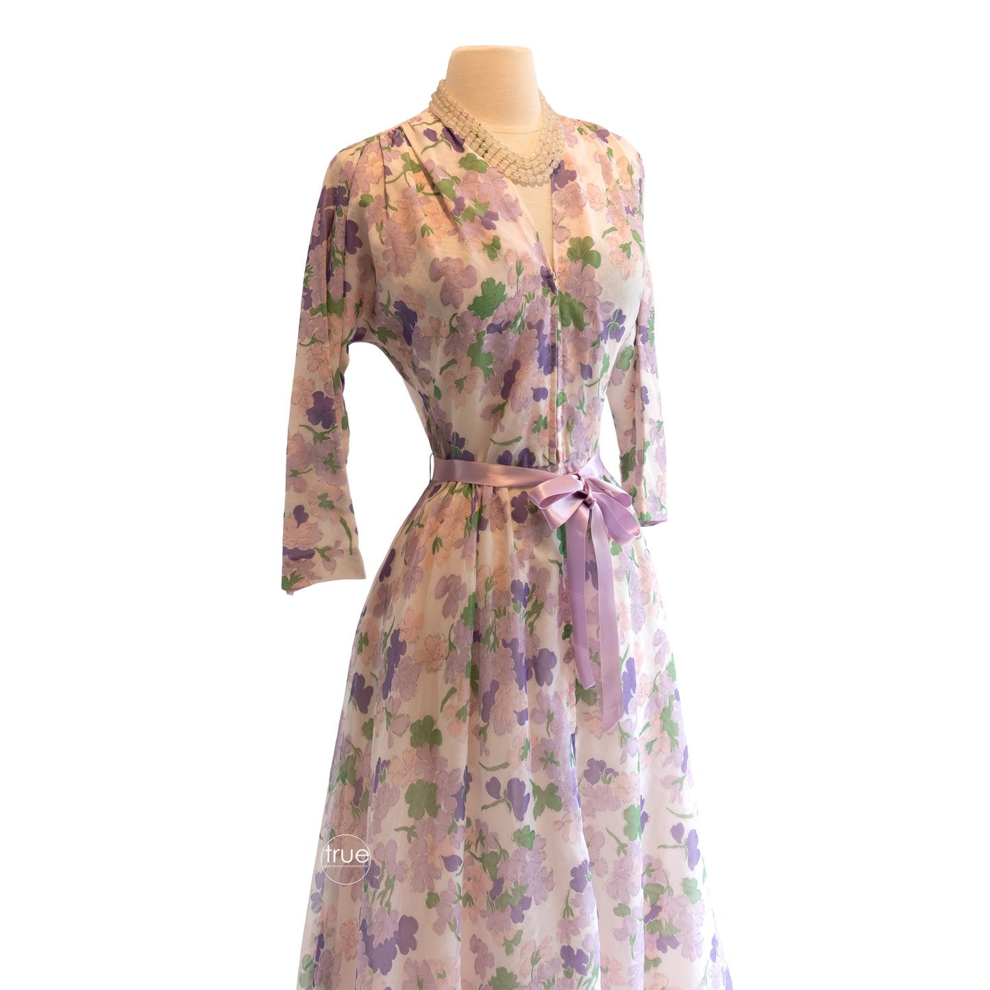 vintage 1940's dress ...ethereal floaty spring floral dressing gown unworn