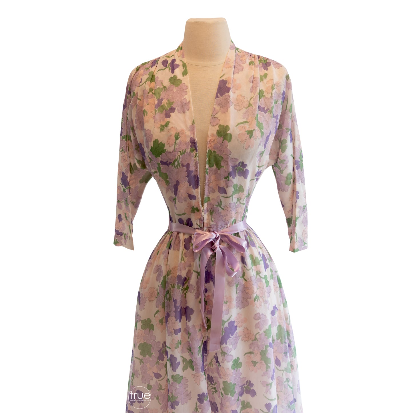 vintage 1940's dress ...ethereal floaty spring floral dressing gown unworn