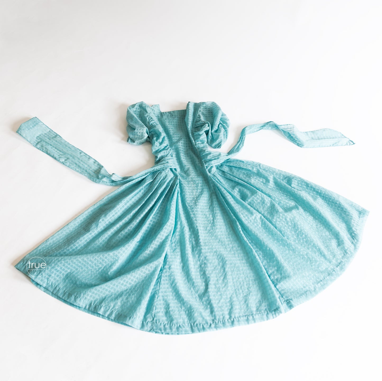 vintage 1940's dress ...sheer delight robins' egg blue window pane lattice weave ruched dress