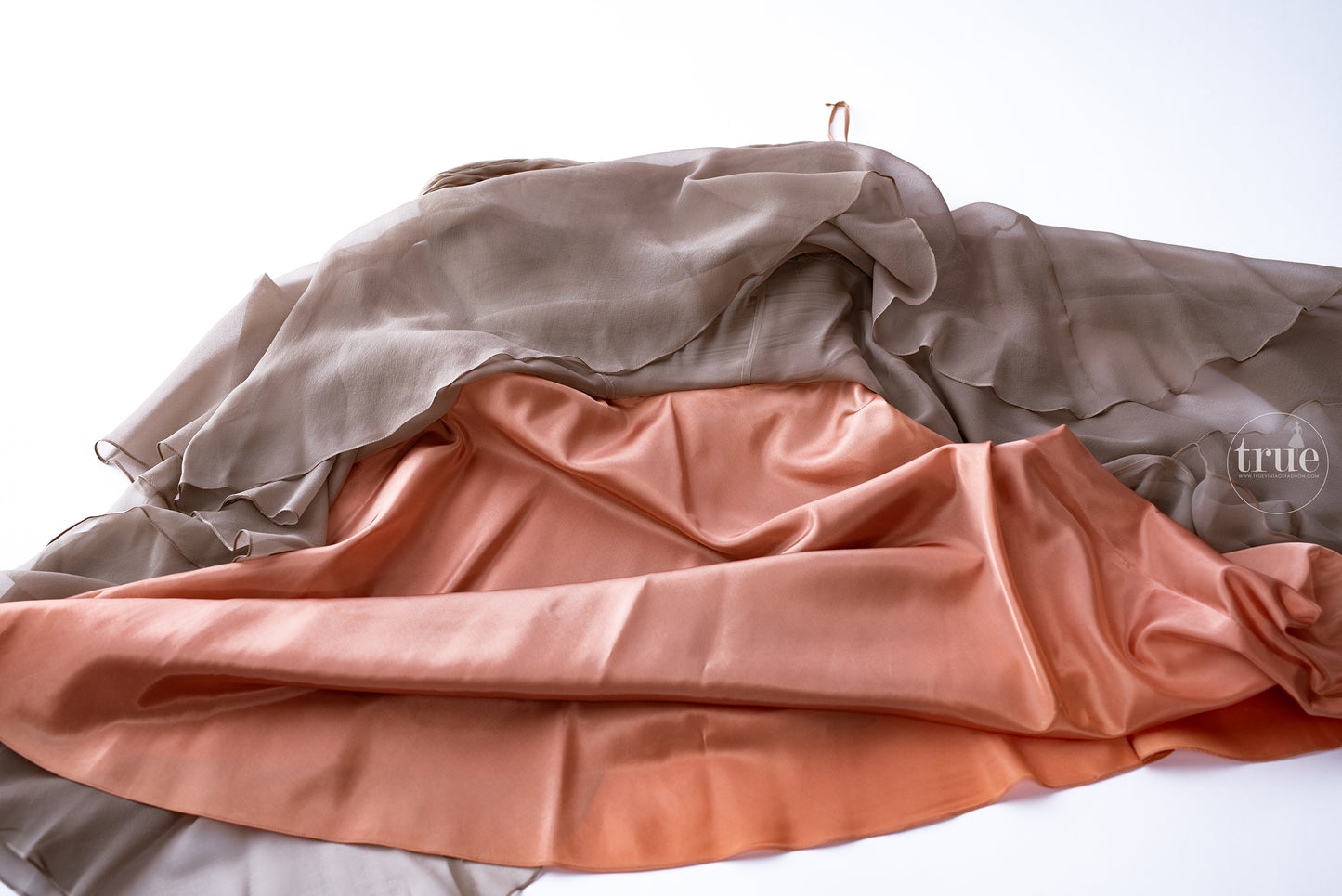 1950's Estelle Allardale silk chiffon dress with shelf-bust & shawl