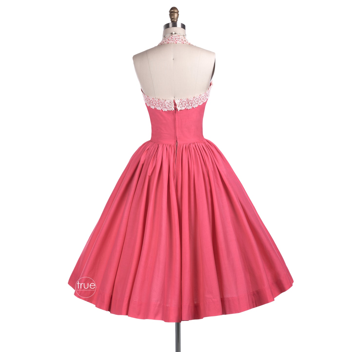 vintage 1950's dress ...pretty in Elaine Terry flamingo pink halter dress