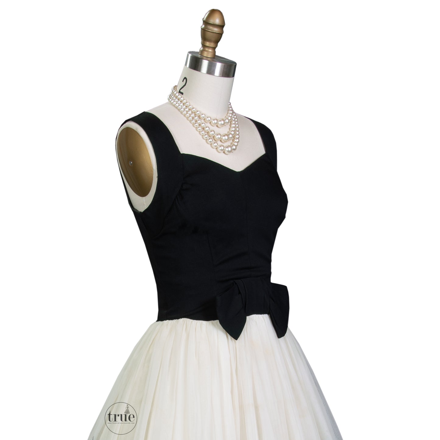 vintage 1950's dress ...fluffy embroidered cream chiffon 3 layer skirt and crepe bodice