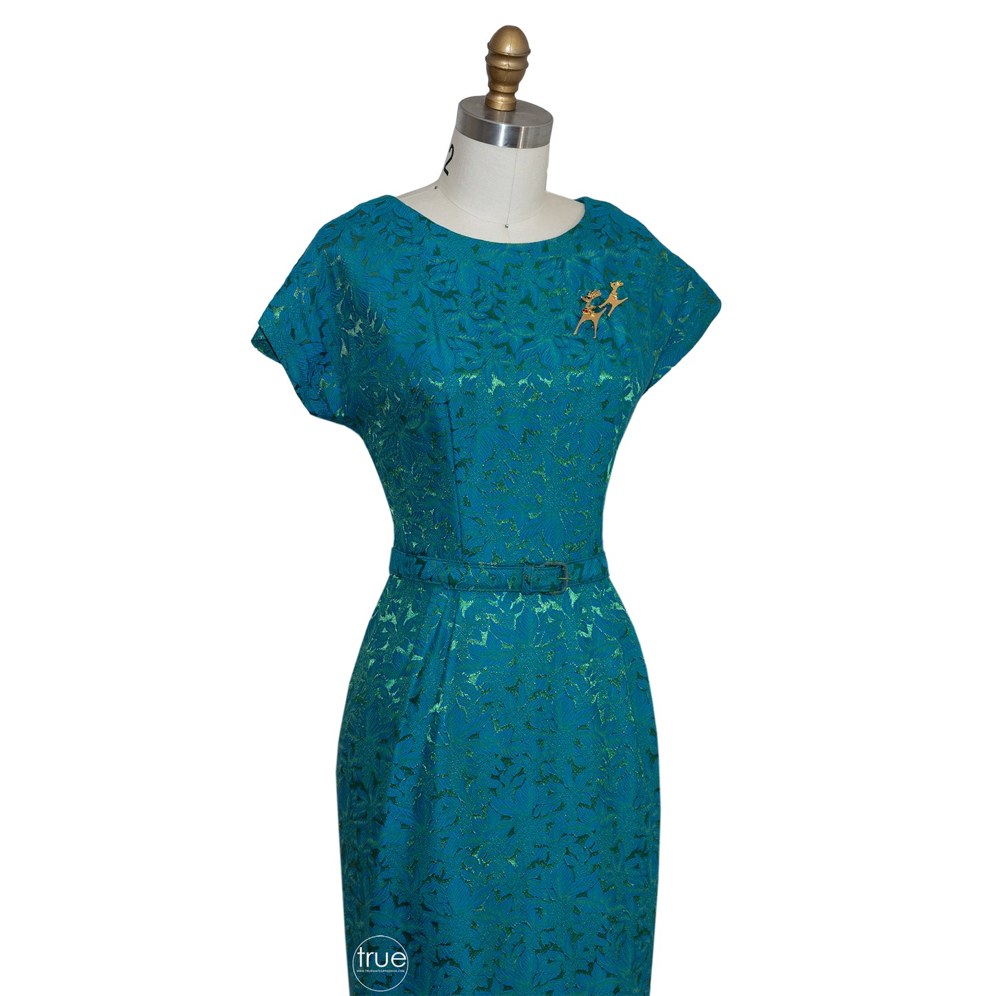vintage 1950's dress ...lovely sapphire blue & emerald green brocade dress and jacket
