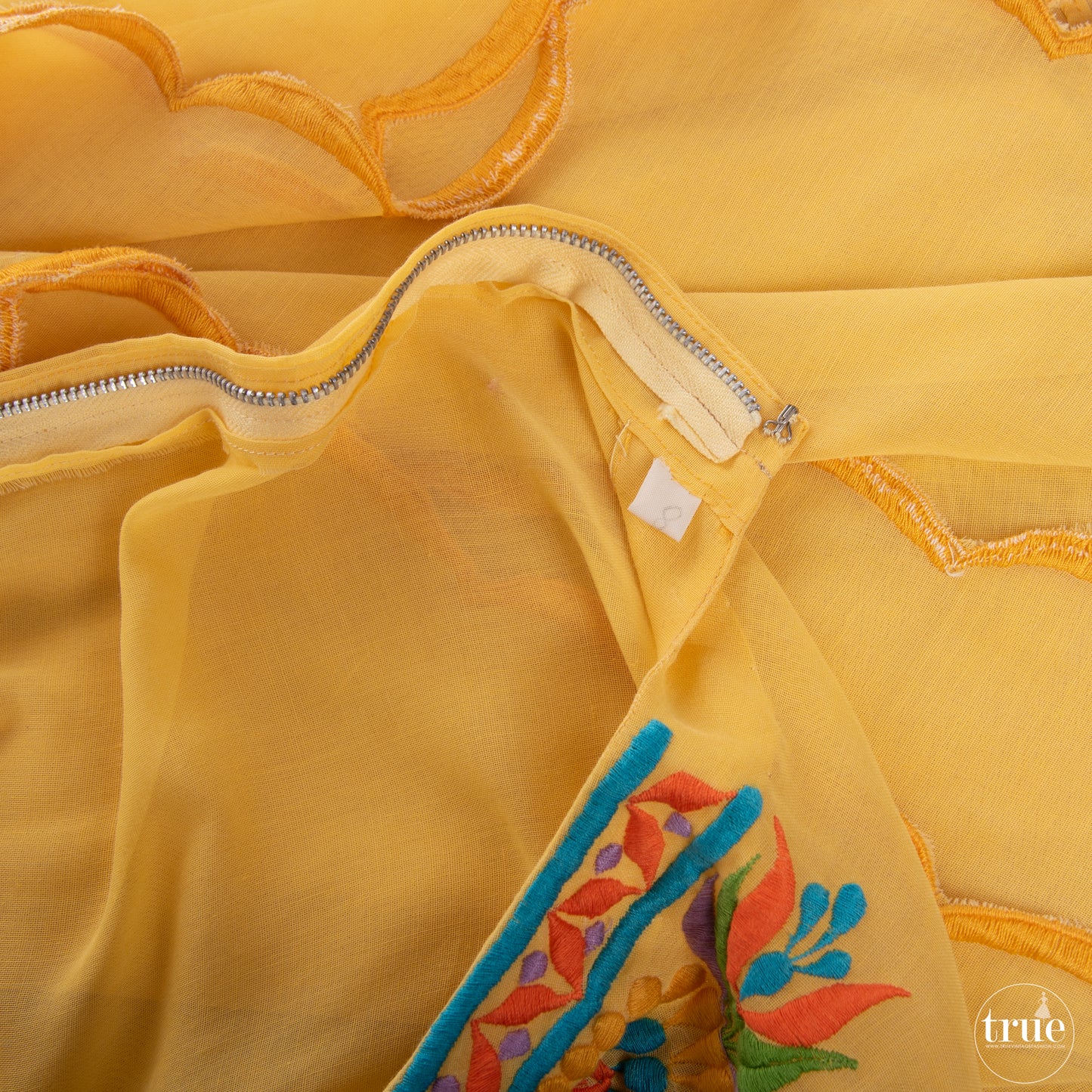 1970's embroidered yellow gauze festival caftan dress