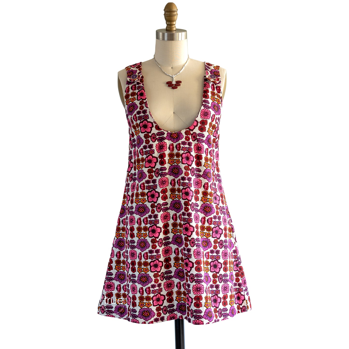 vintage 1960's mini pinafore dress ...super fun bold graphic floral versatile cotton pinafore