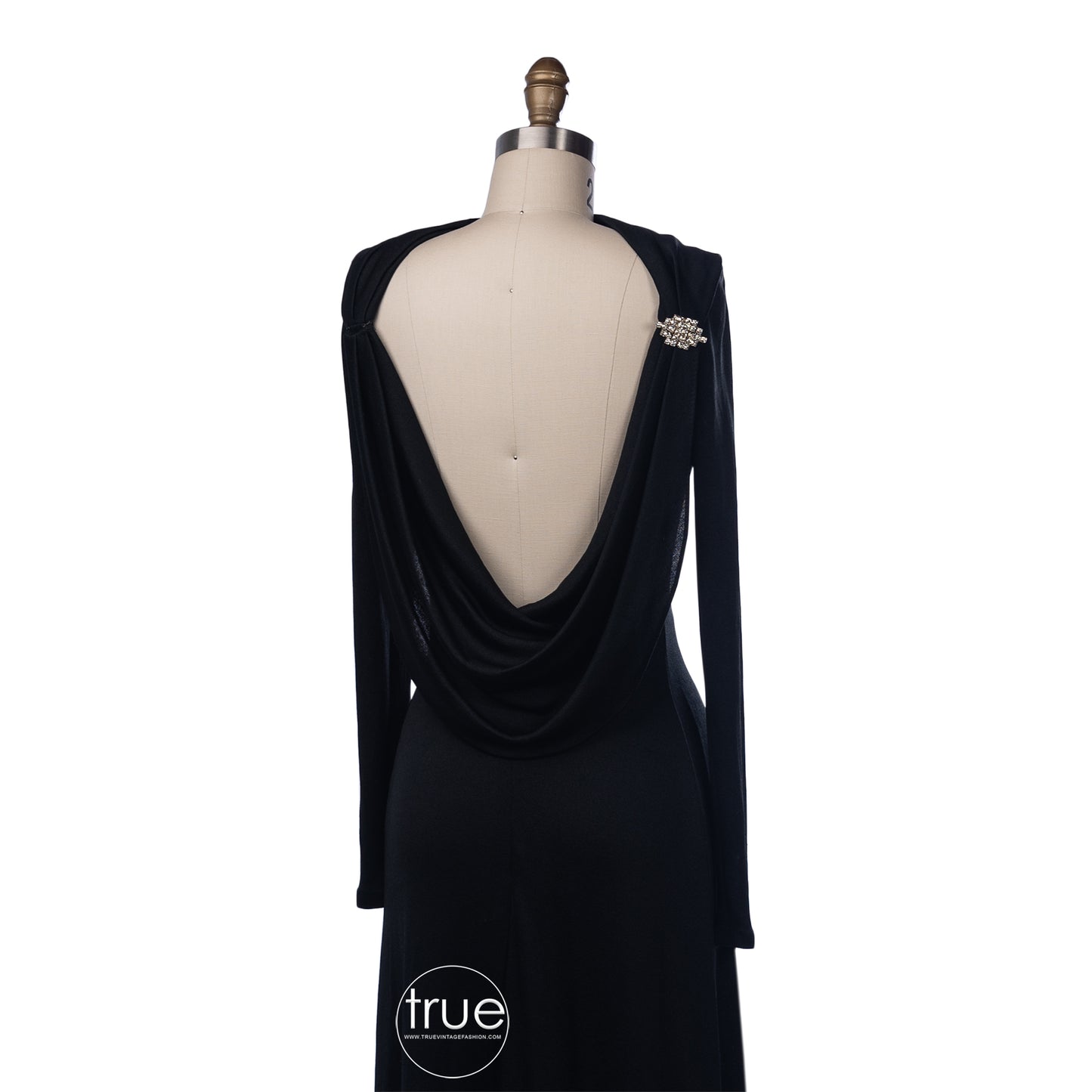 vintage 1960's dress ...couture designer Luis Estévez black draped backless cocktail dress