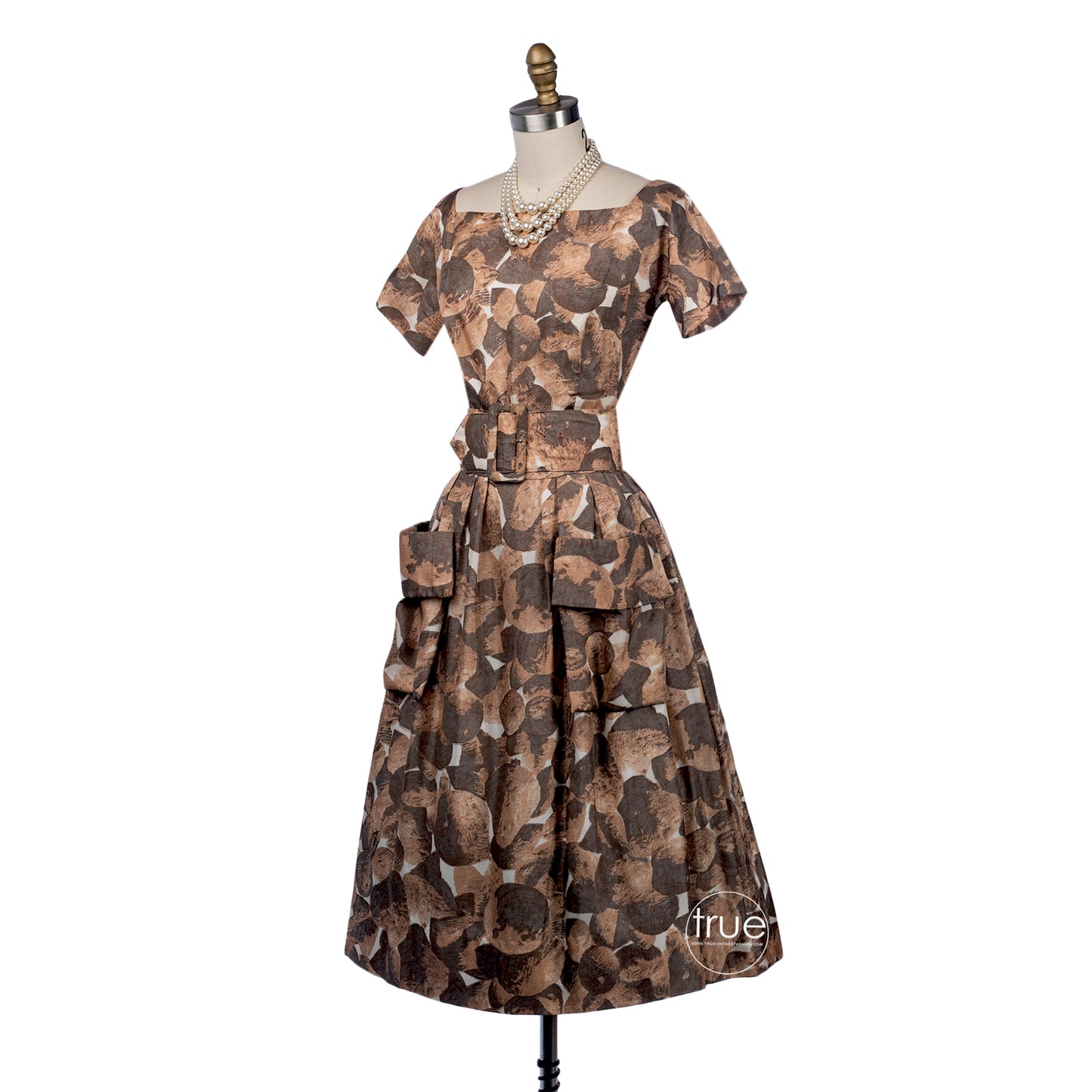 vintage 1950's dress ...autumn bounty Gigi Young impressionist print dress w/POCKETS!