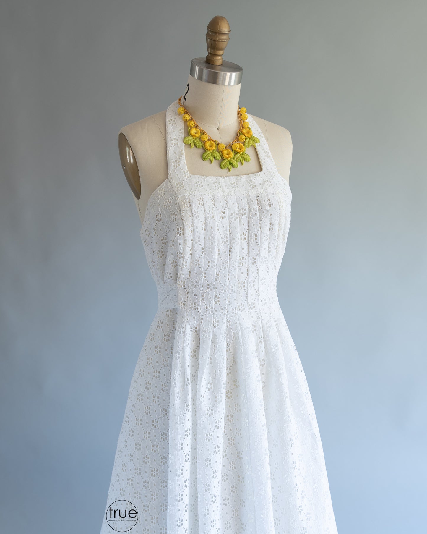 vintage 1960's dress ...sweet Algo-Ettes white eyelet halter dress