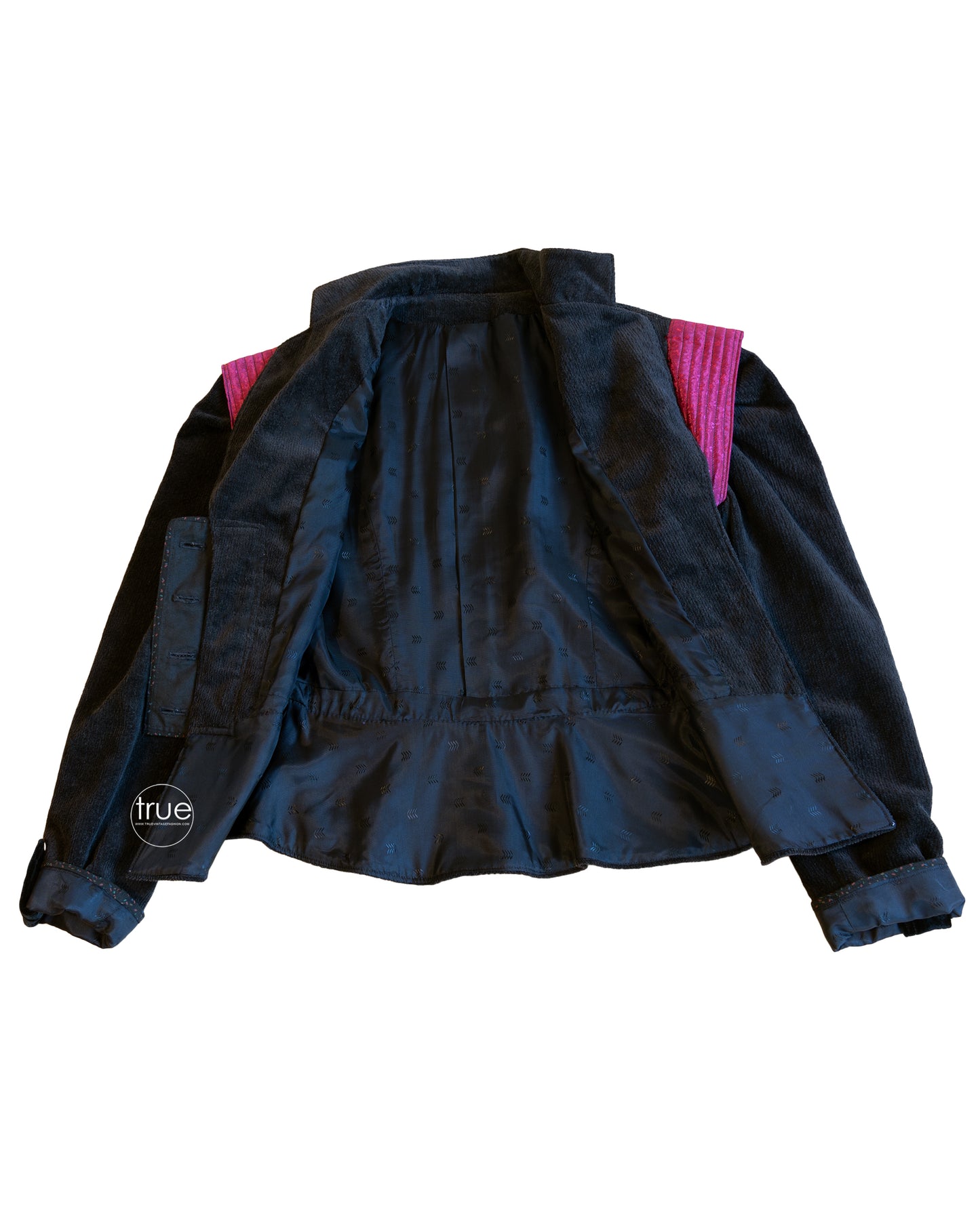 vintage 1970's jacket ...black velvety corduroy crazy quilt prairie jacket