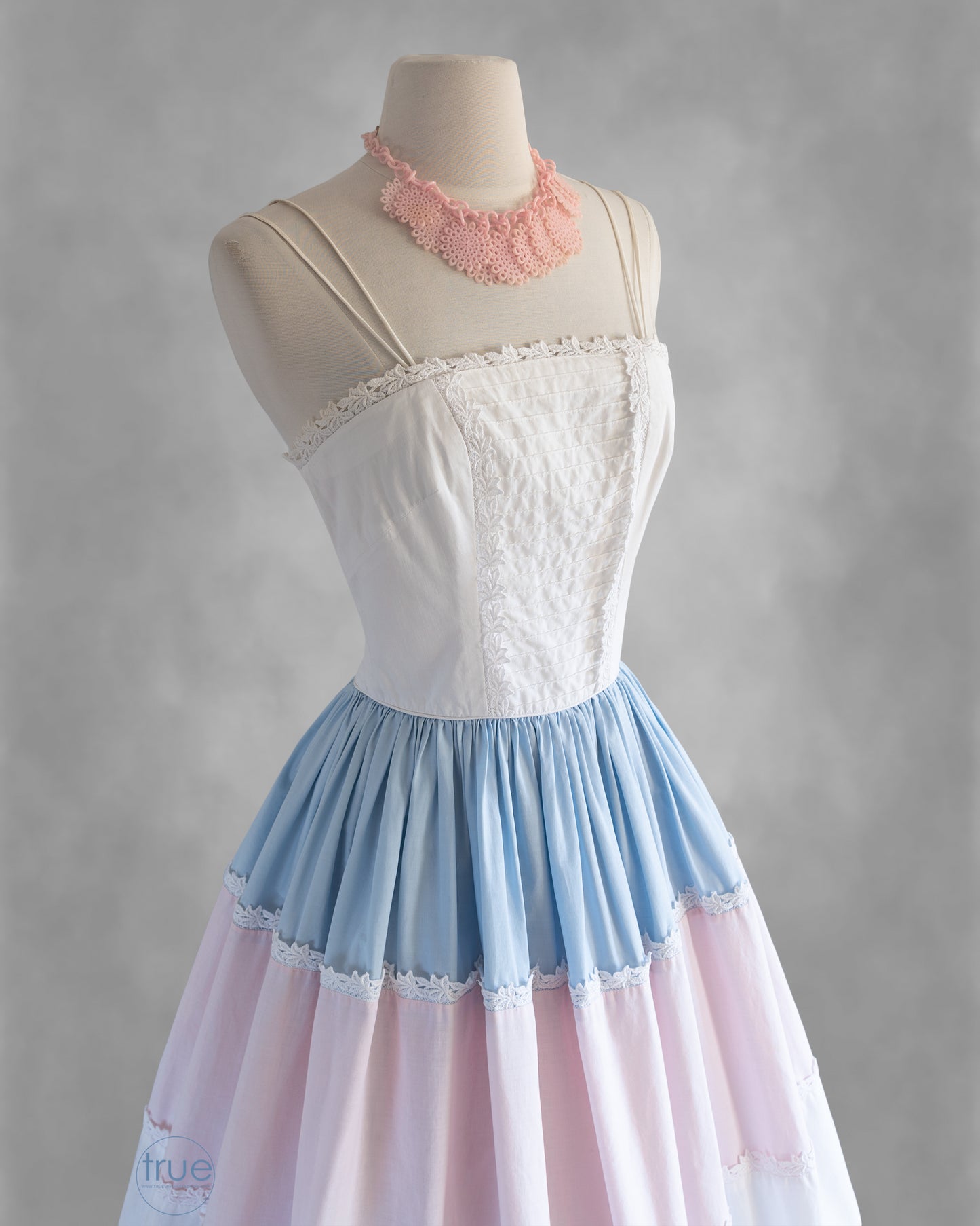 vintage 1950's dress ...sweetest EVER an Arkay white pink & blue cotton sundress