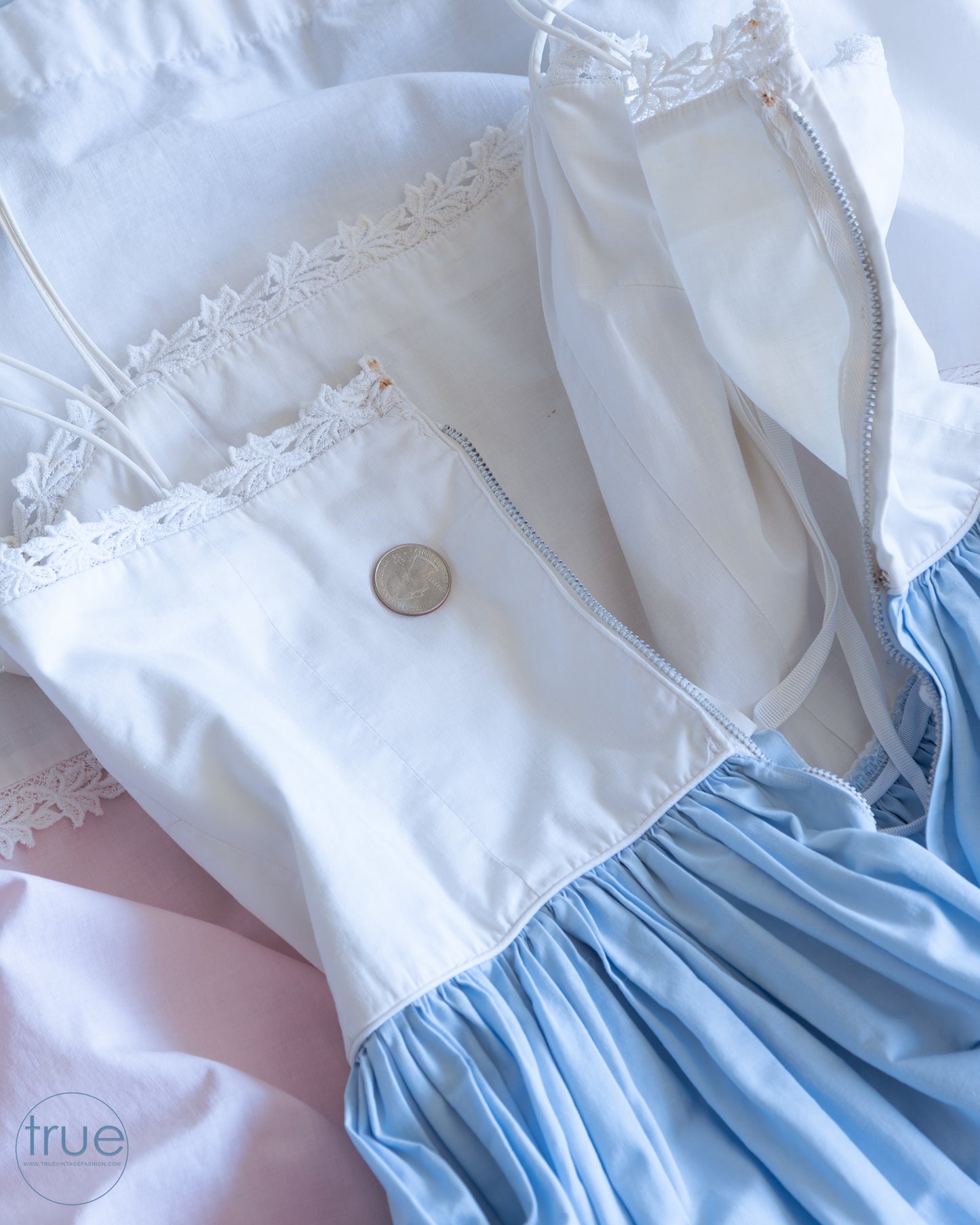 vintage 1950's dress ...sweetest EVER an Arkay white pink & blue cotton sundress