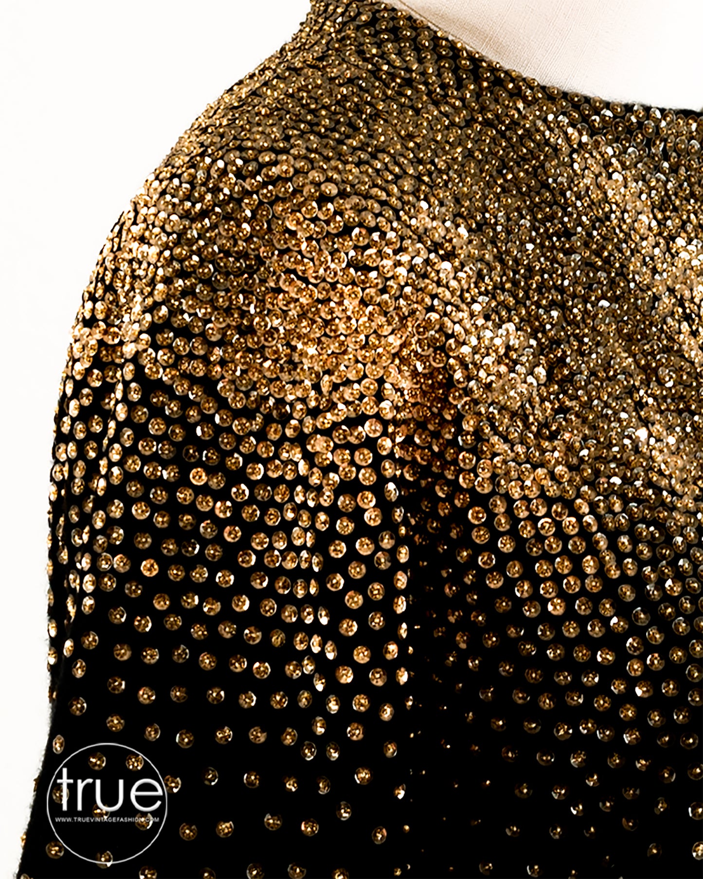 vintage 1950's sweater ...classic MILADY black cardigan dripping in GOLD sequins