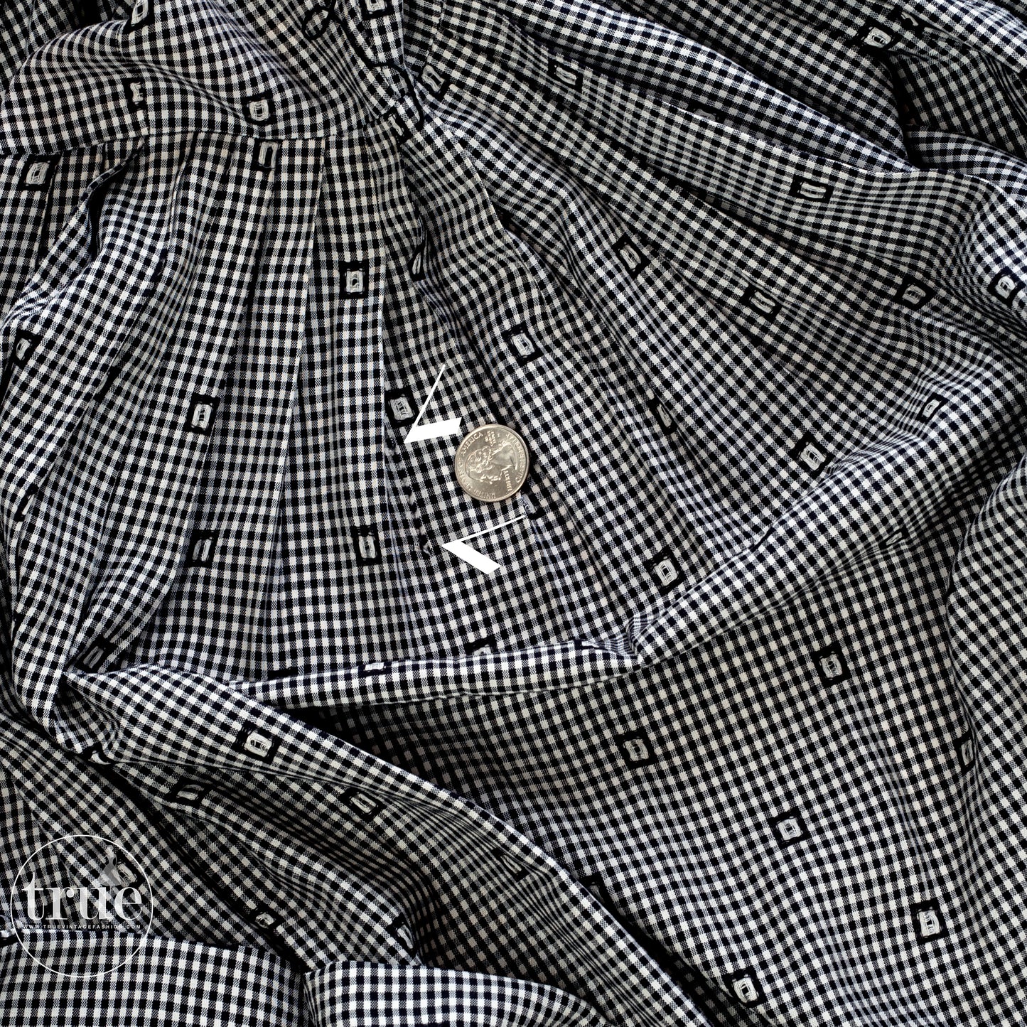 vintage 1950's dress ...classic Black & White Gingham rayon full skirt dress