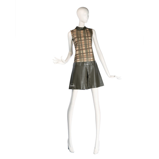 vintage 1960's dress jumpsuit ...mod couture BEGED OR leather skorts jumpsuit dress