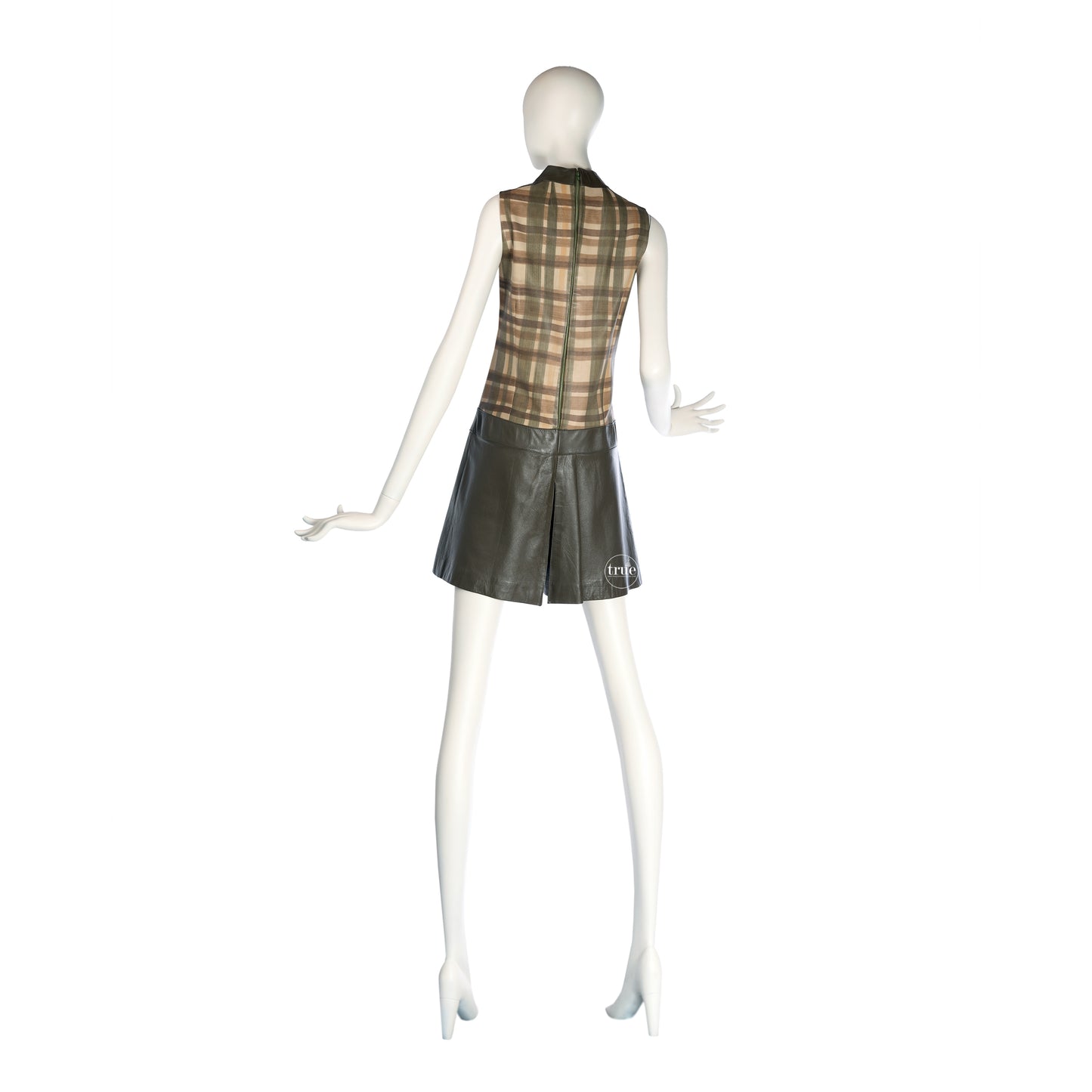 vintage 1960's dress jumpsuit ...mod couture BEGED OR leather skorts jumpsuit dress