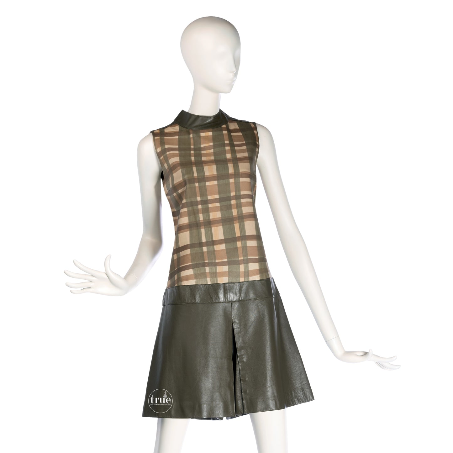 vintage 1960's dress jumpsuit ...mod couture BEGED OR leather skorts jumpsuit dress