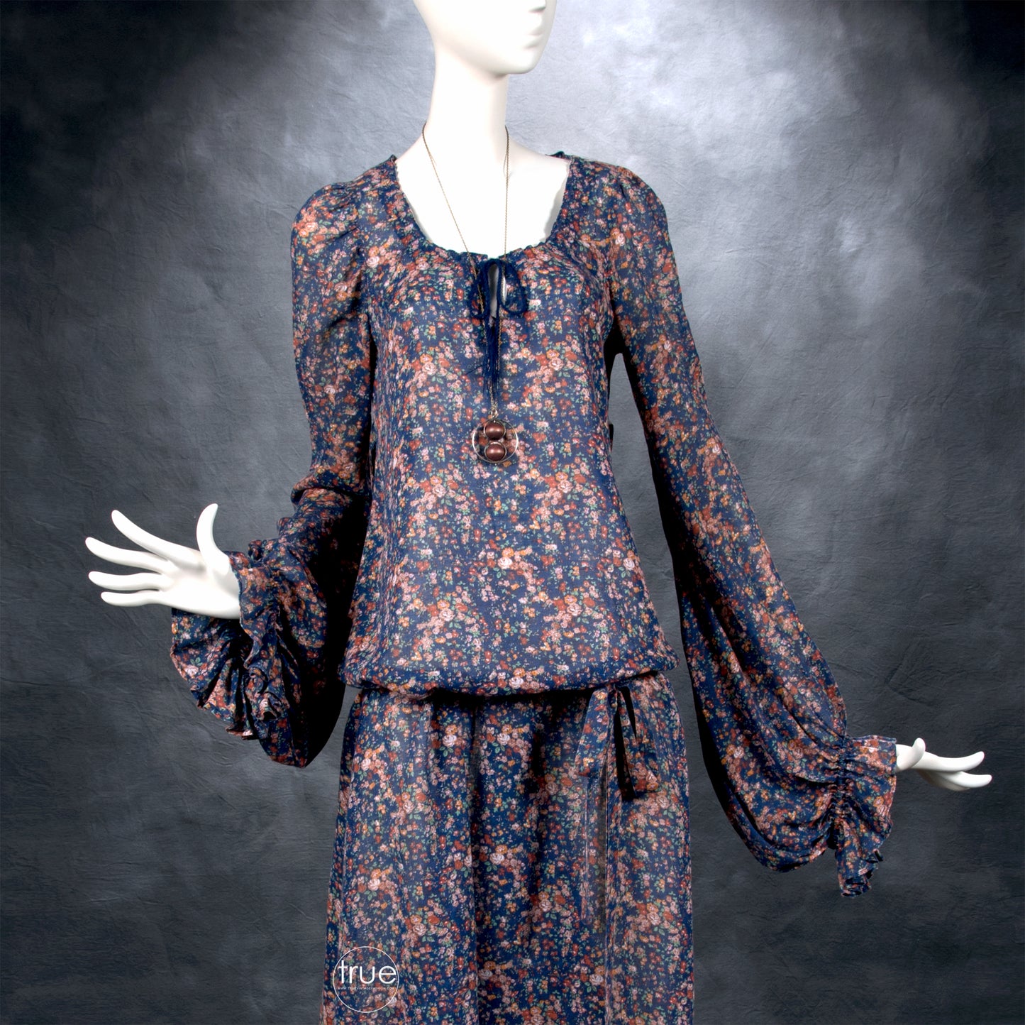 vintage 1970's dress ...rare Betsey Johnson ALLEY CAT floral maxi dress w/bishop sleeves & convertible straps