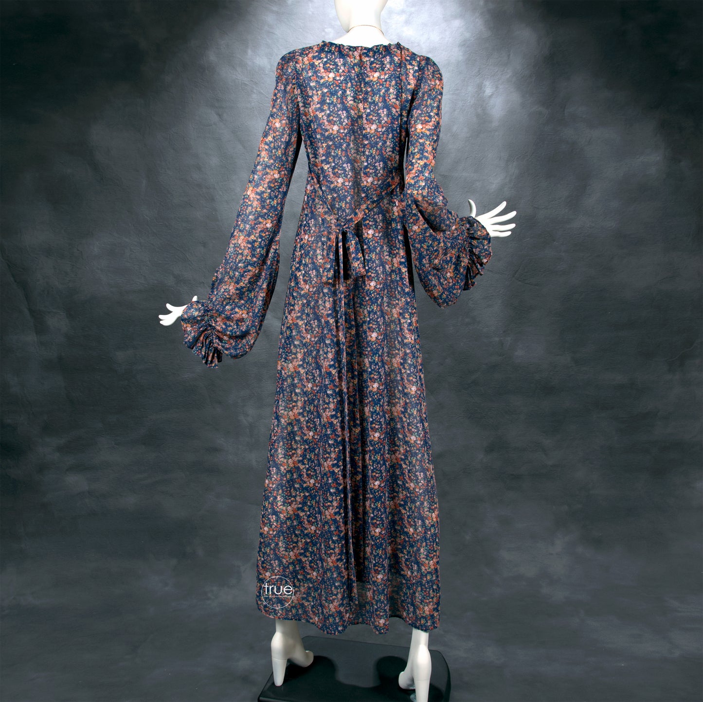 vintage 1970's dress ...rare Betsey Johnson ALLEY CAT floral maxi dress w/bishop sleeves & convertible straps