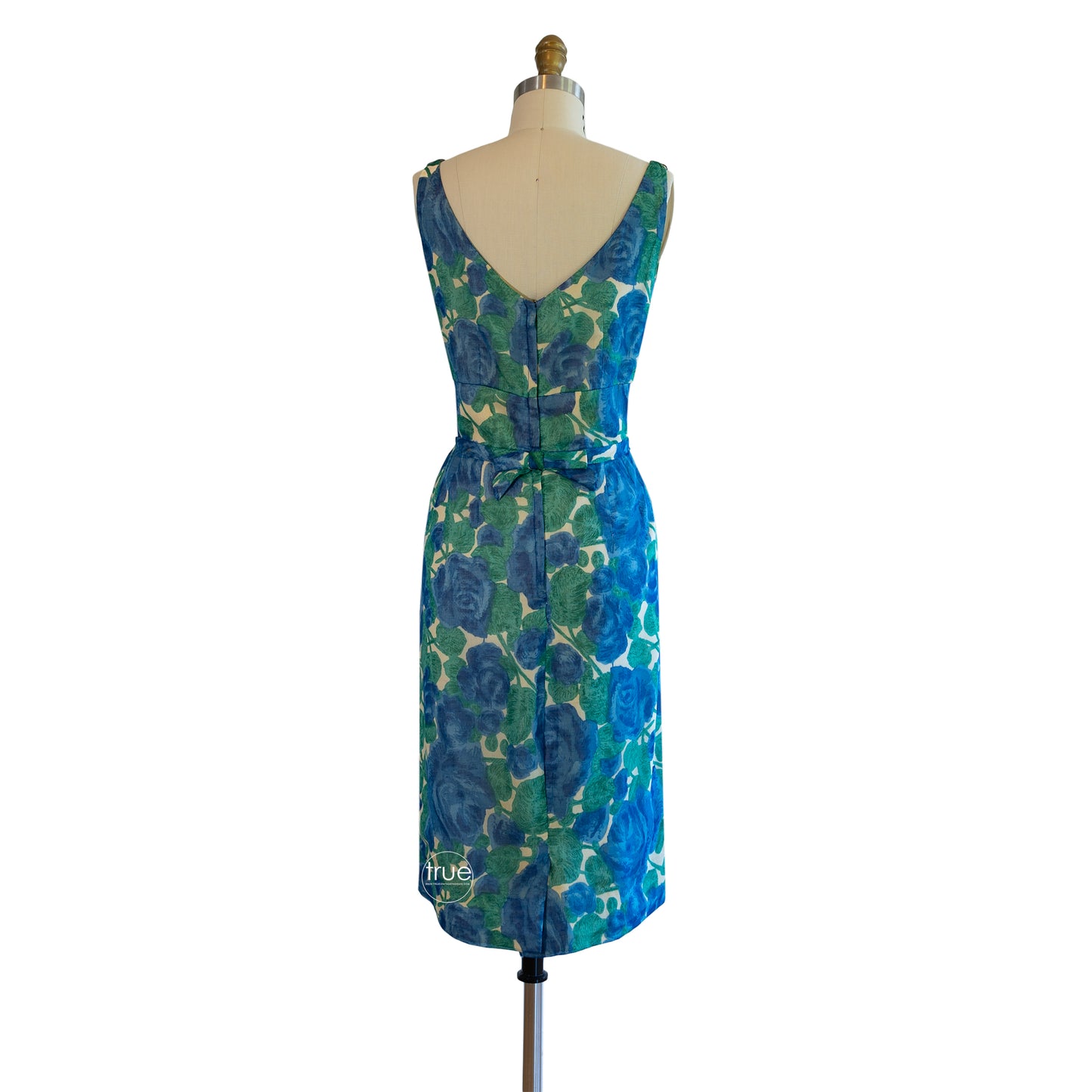 vintage 1950's dress & coat ...gorgeous blue floral wiggle dress & swing coat