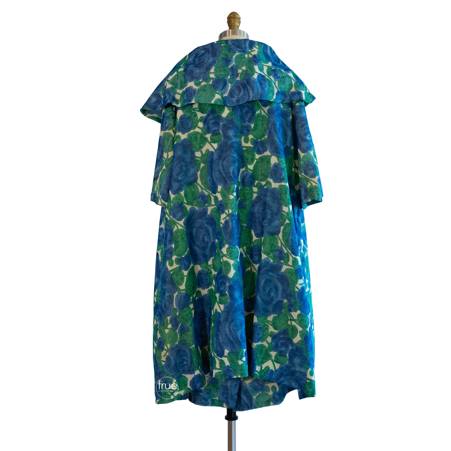 vintage 1950's dress & coat ...gorgeous blue floral wiggle dress & swing coat