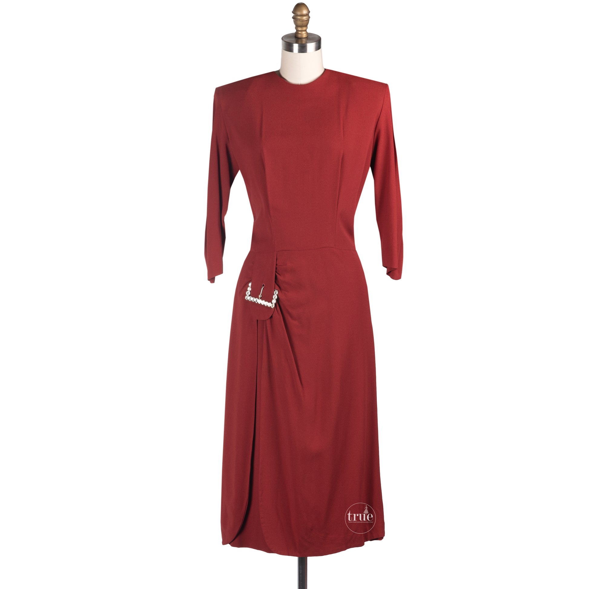 40s cocktail dress 1940's House of Branell cranberry red crepe dress – Traven7's True Vintage Fashion