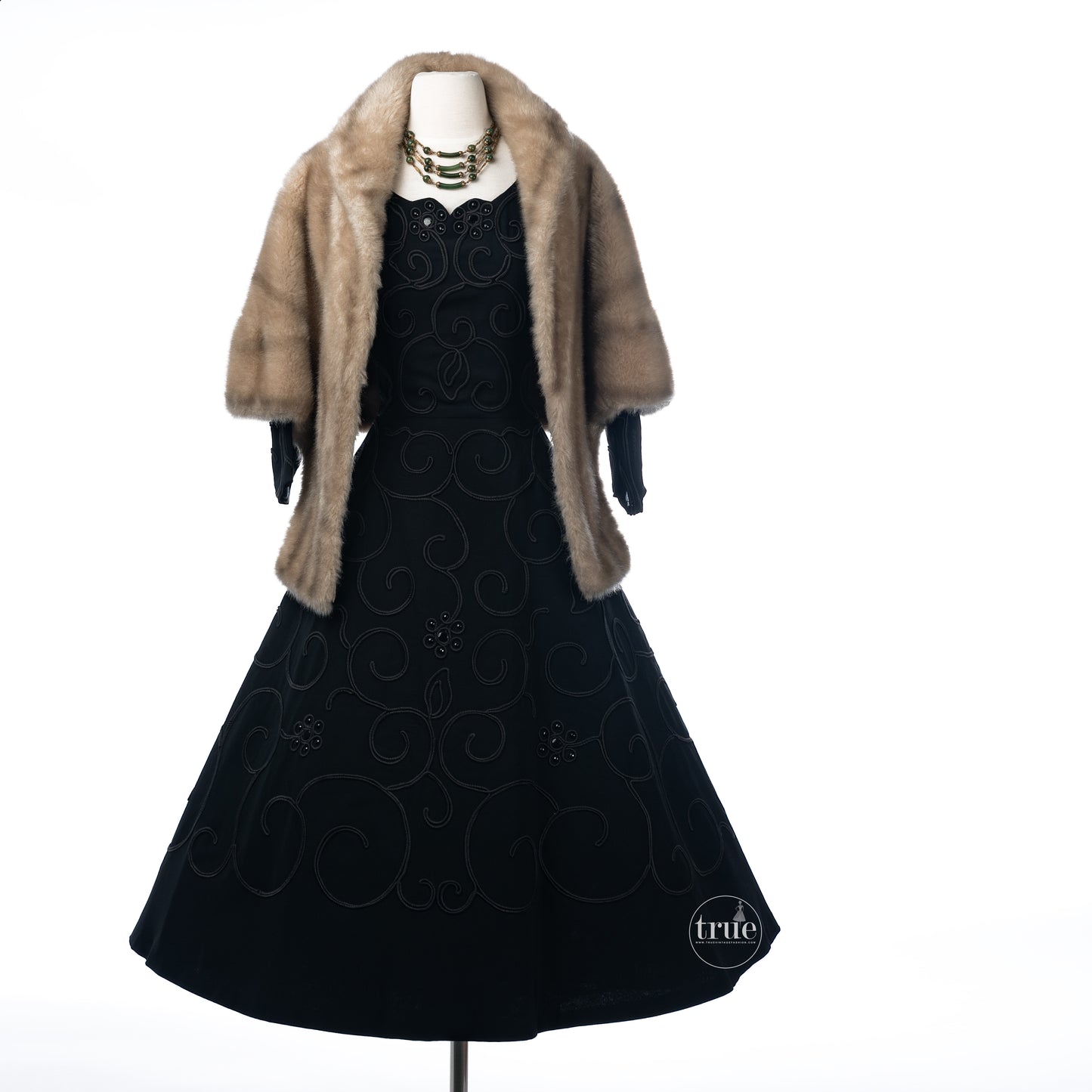 1940’s a Cadillac Original black crepe soutache dress