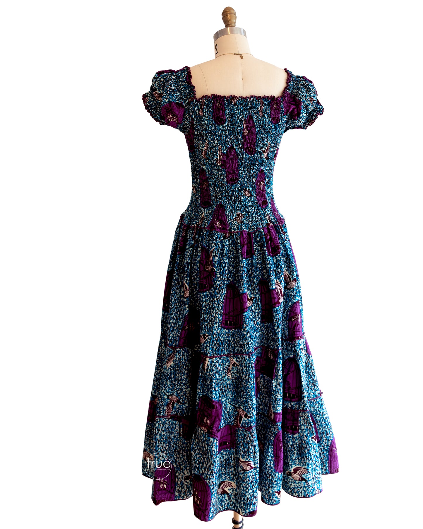 vintage 1970's dress ...beautiful Caged Bird's Flight to Freedom dress