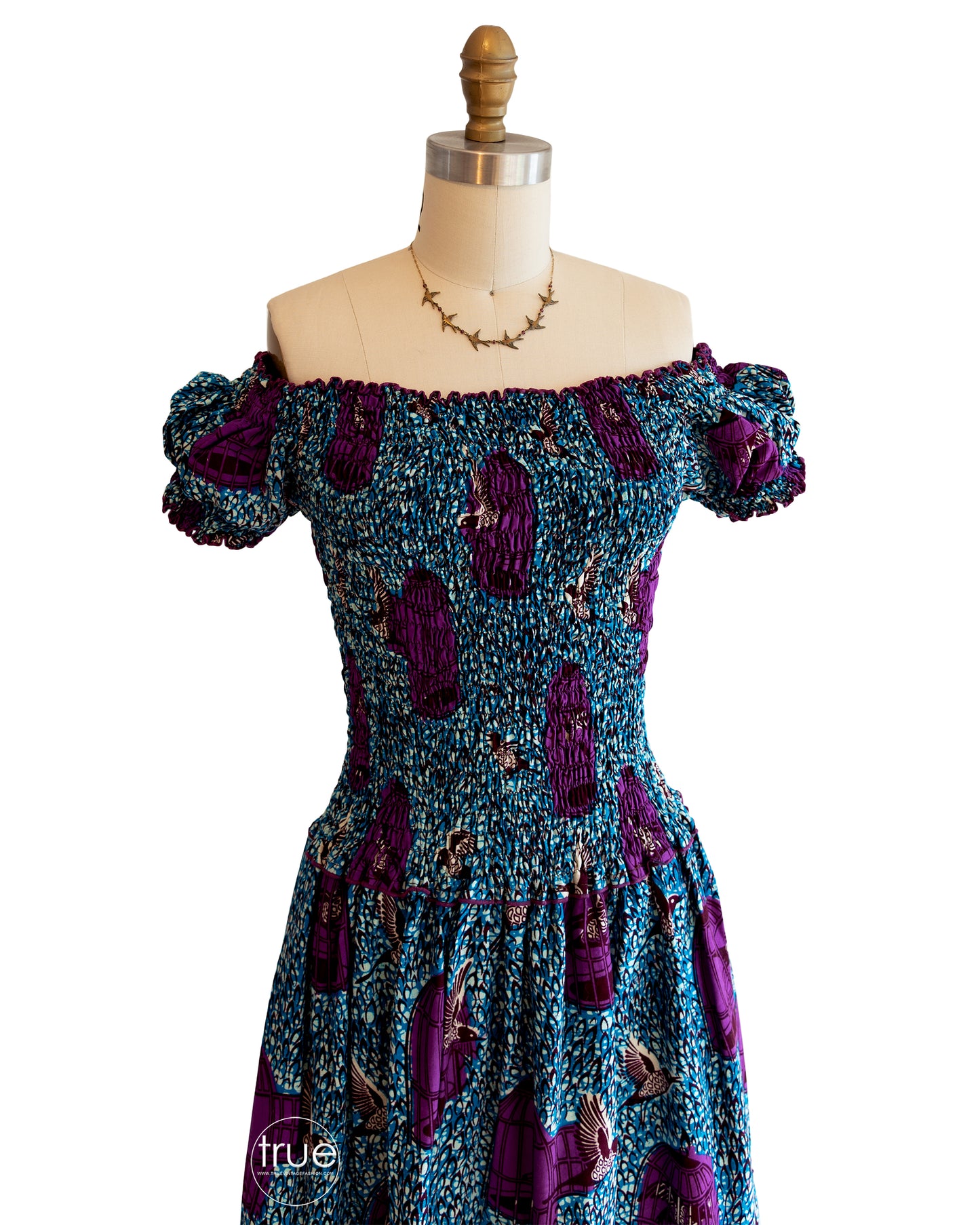 vintage 1970's dress ...beautiful Caged Bird's Flight to Freedom dress