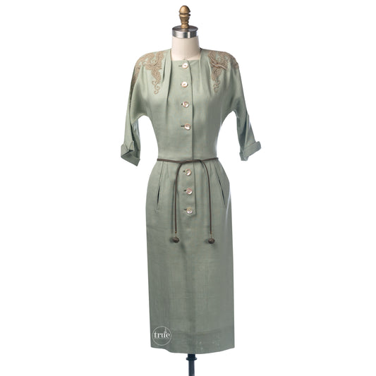 vintage 1940's dress ...lovely Carlye Moygashel wiggle bombshell dress
