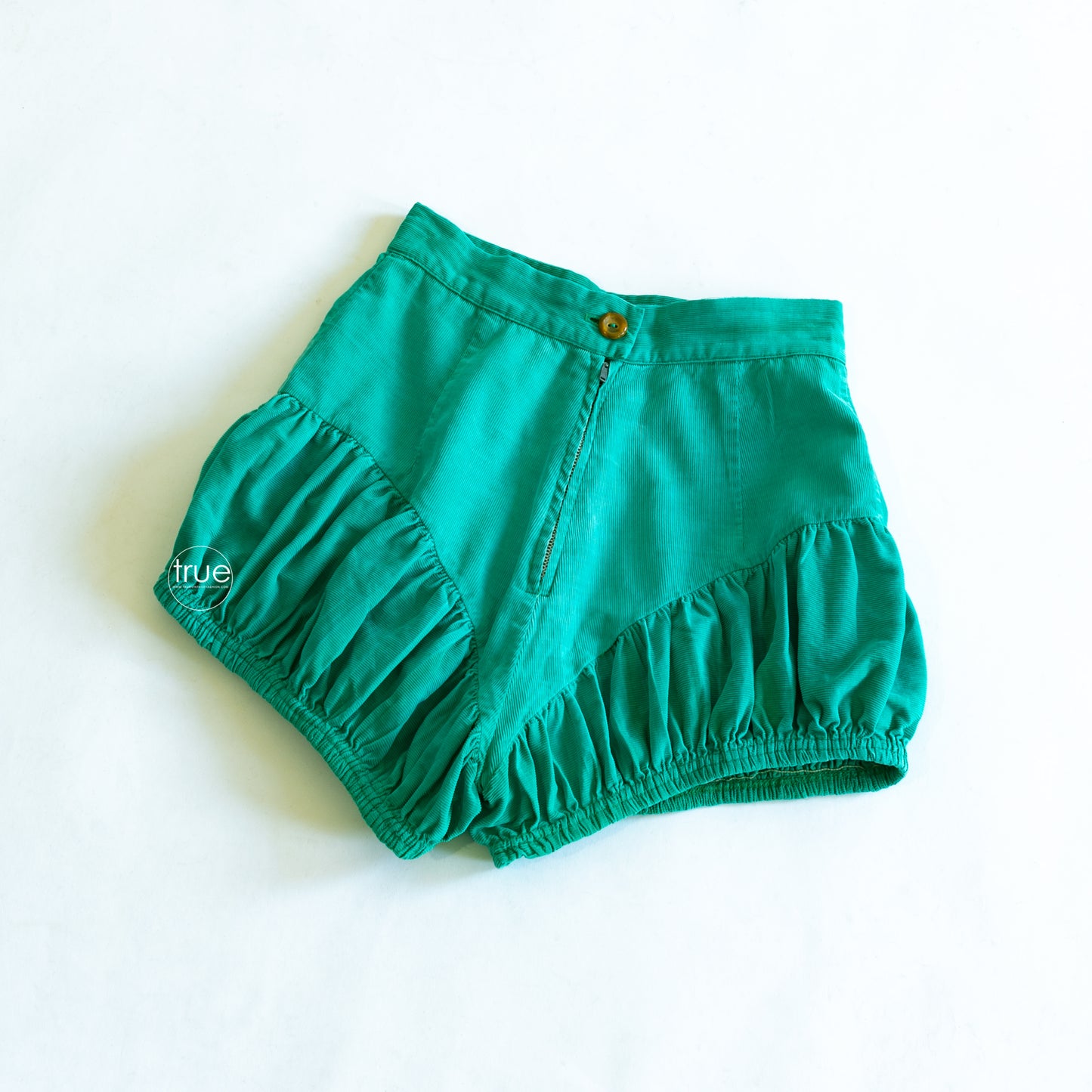 vintage 1940's shorts ...rare CATALINA green corduroy high waisted bloomer shorts