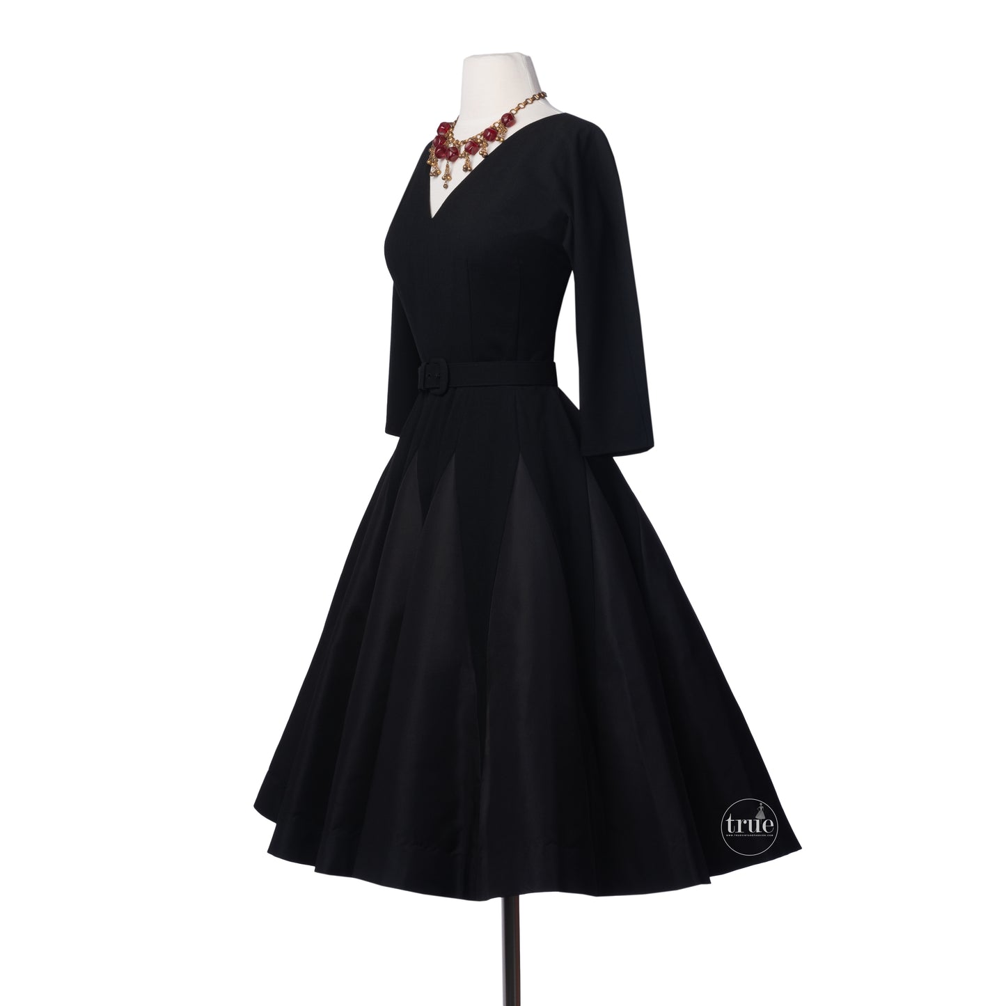 1950's Charles Cooper Design black wool dress