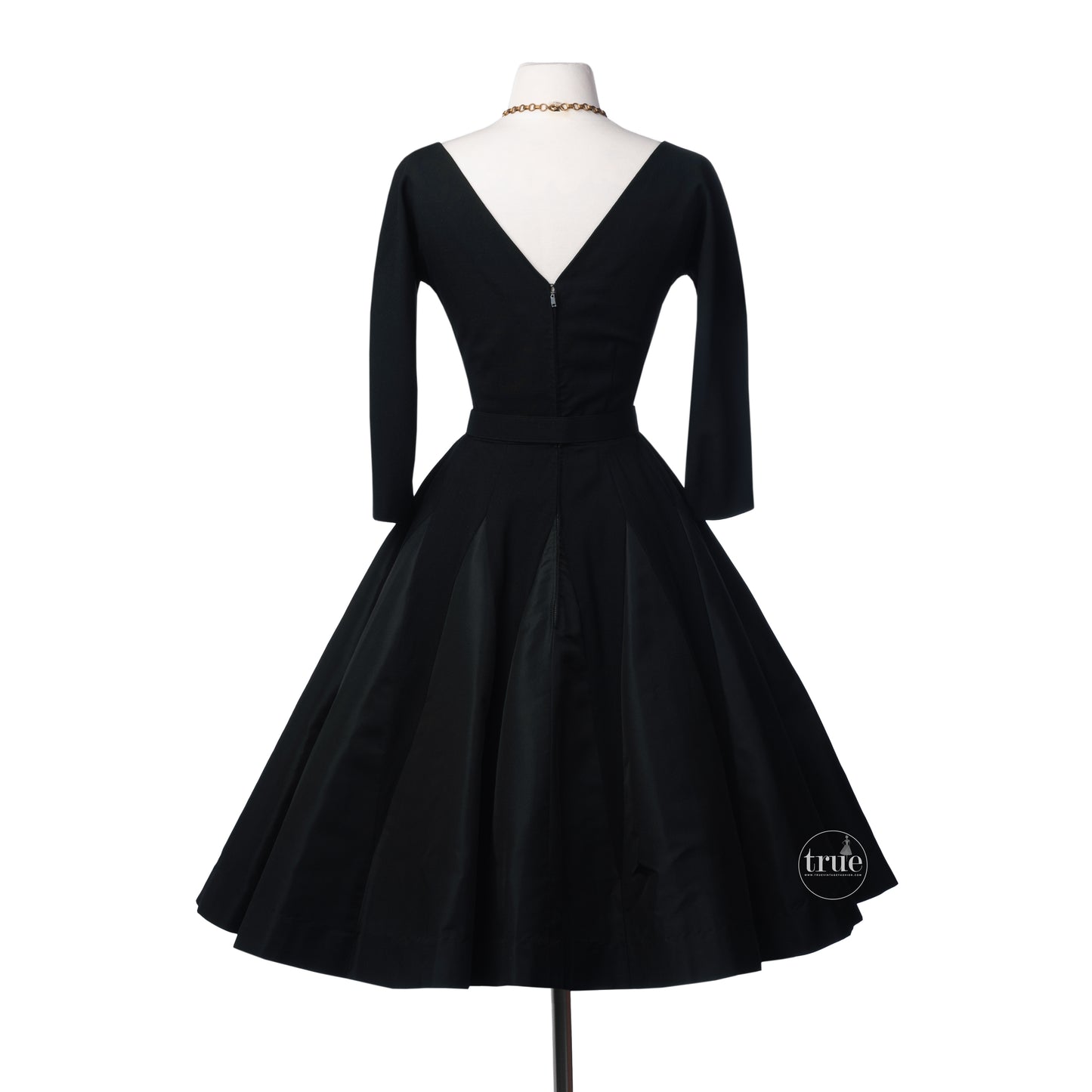 1950's Charles Cooper Design black wool dress