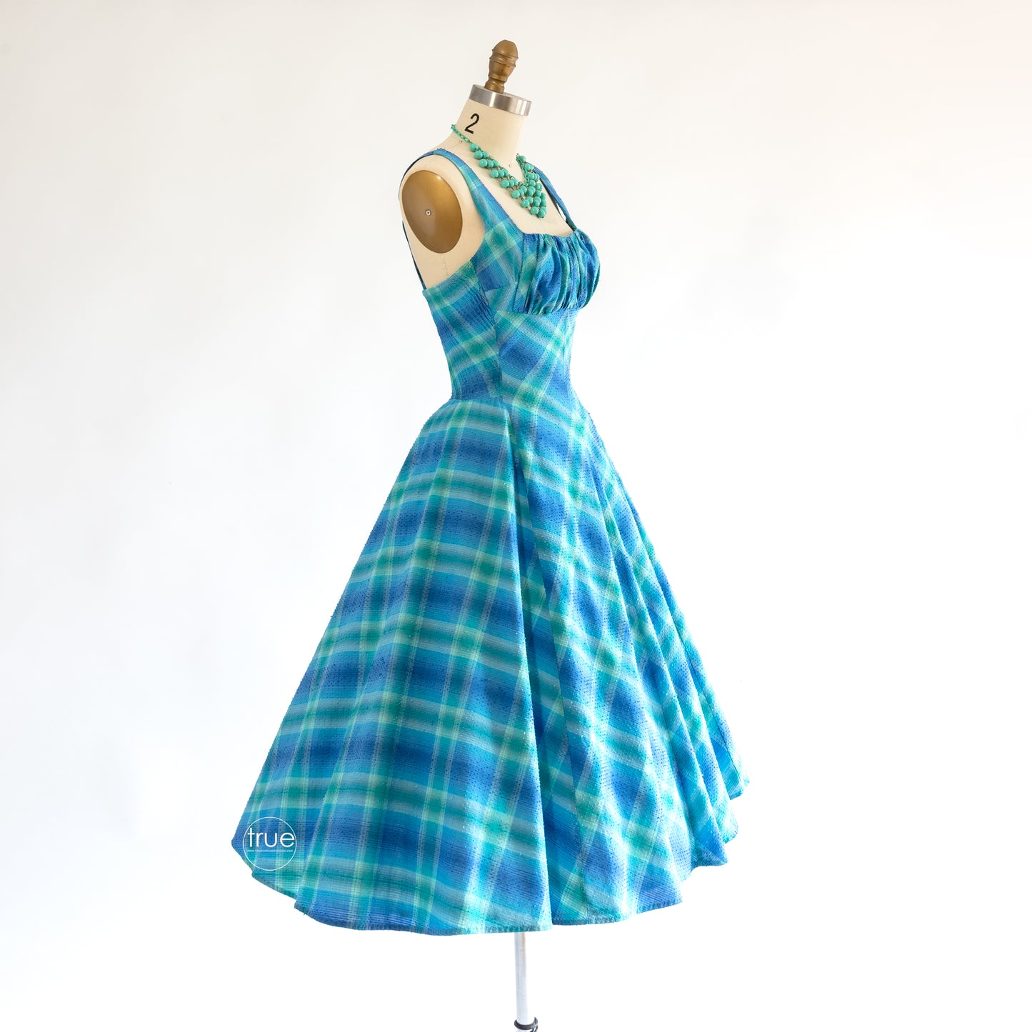 vintage 1950's dress ...summer dream COLE of california gradient madras plaid convertible halter dress